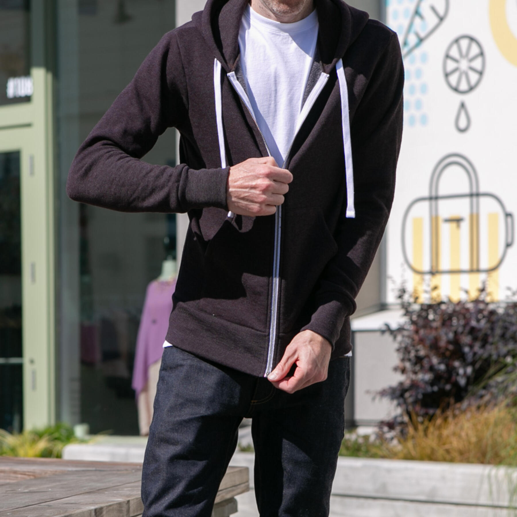 gustin twisted yarn fleece zip hoodie - oxblood