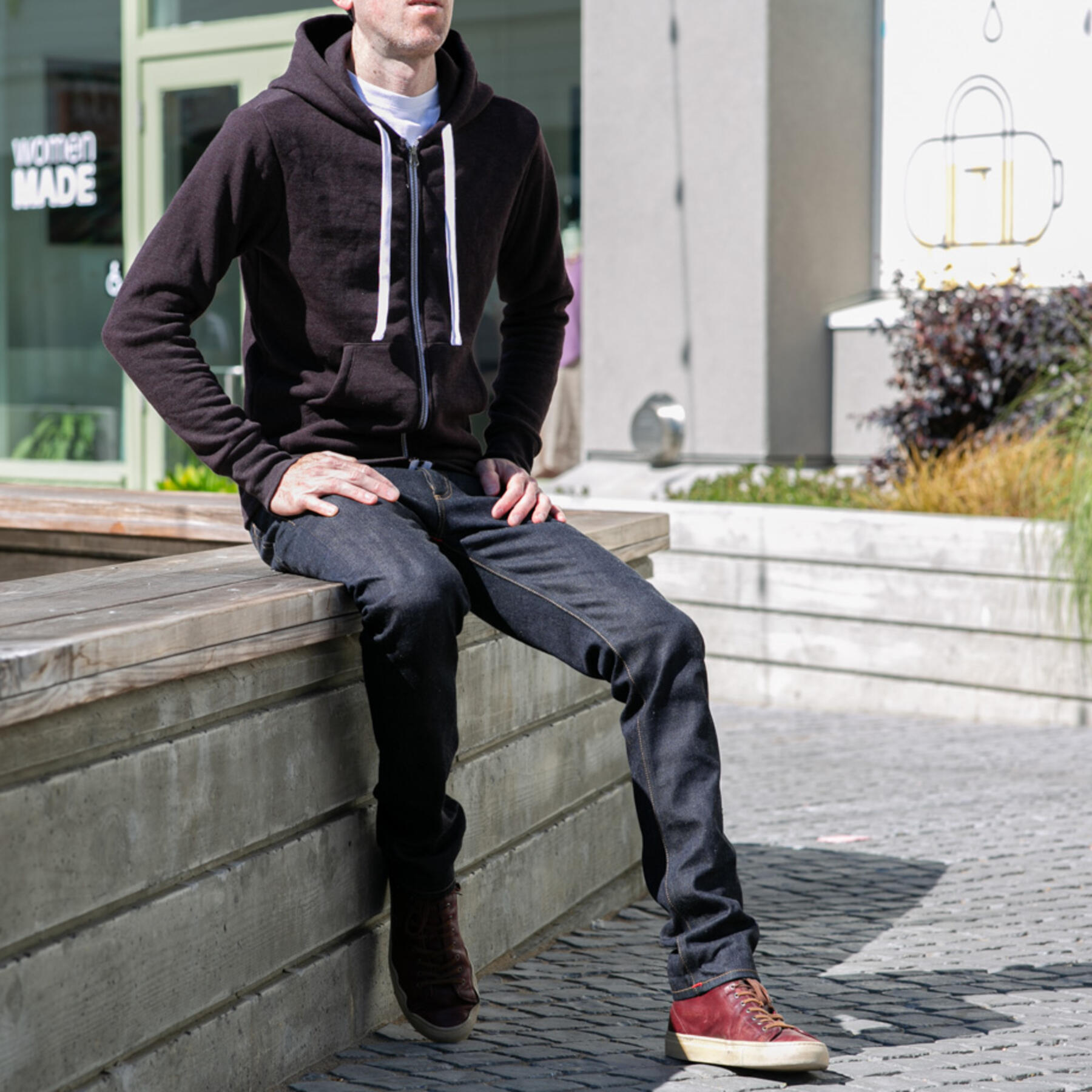 gustin twisted yarn fleece zip hoodie - oxblood