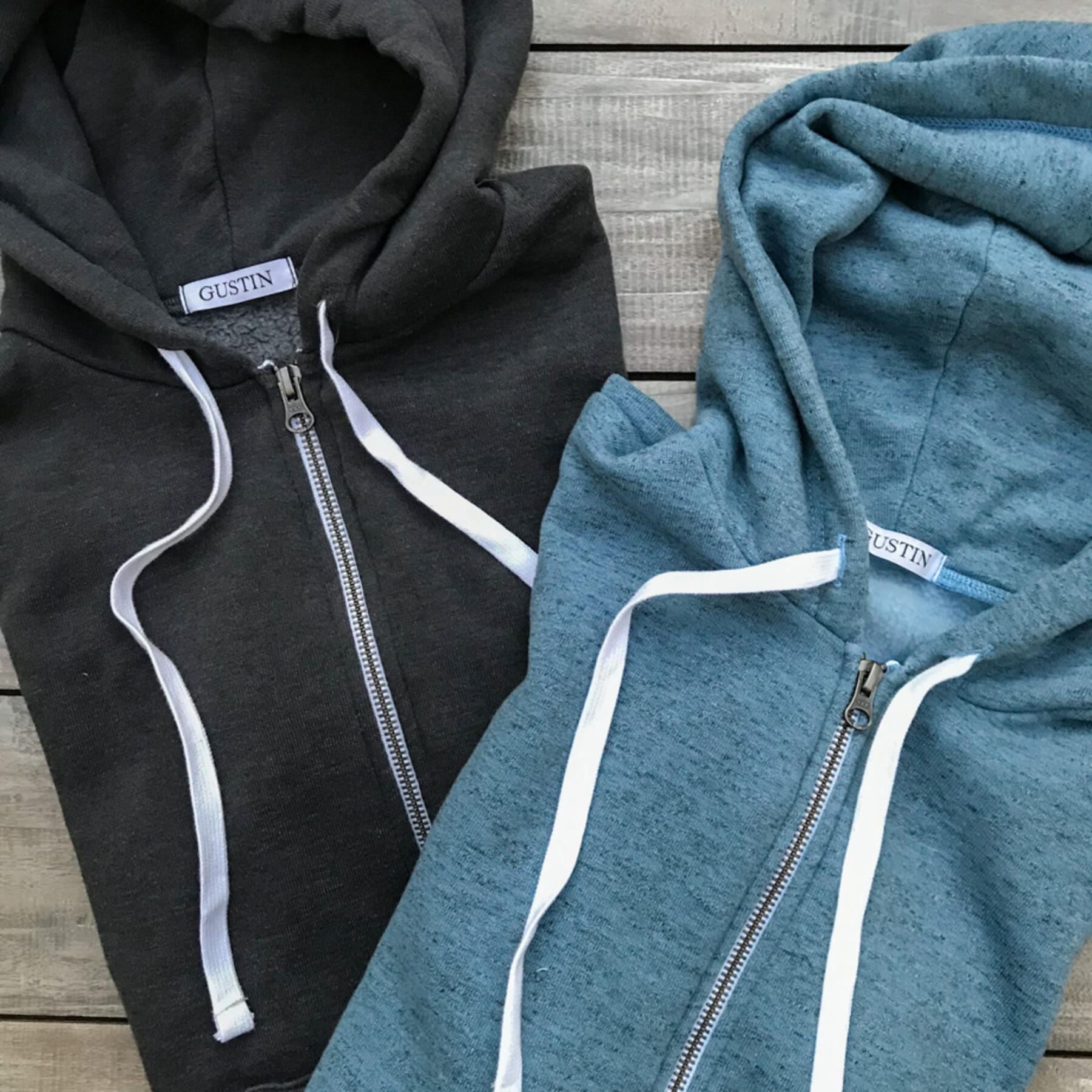 gustin twisted yarn fleece zip hoodie 2 pack (graphite, sky)