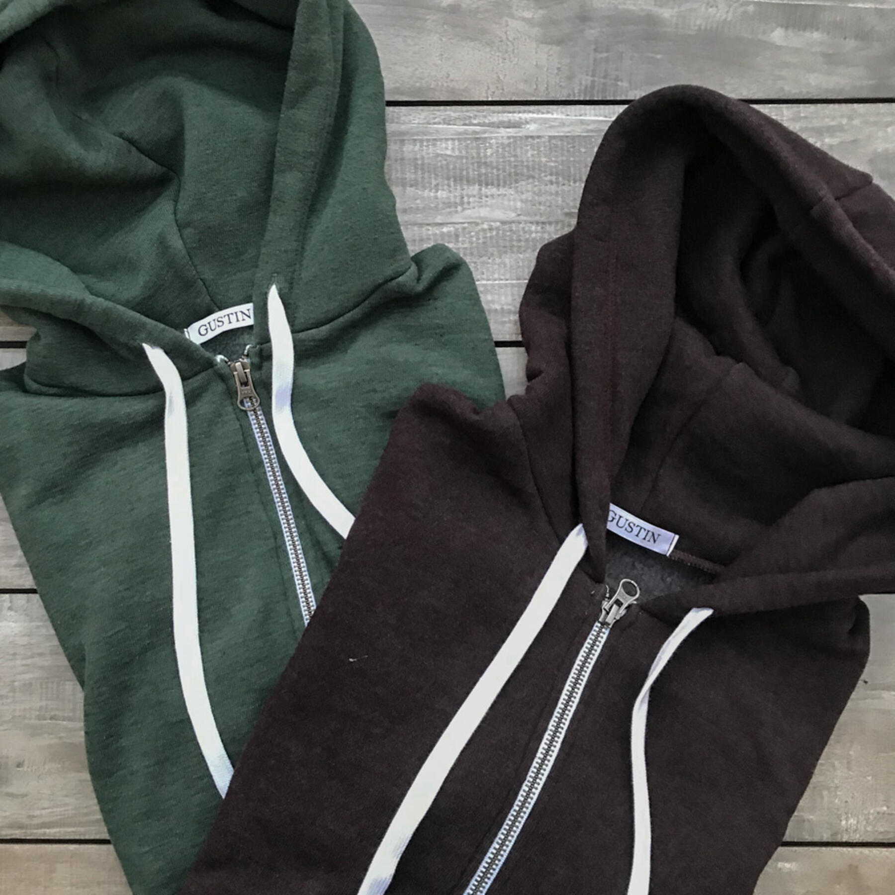 gustin twisted yarn fleece zip hoodie 2 pack (oxblood, forest)