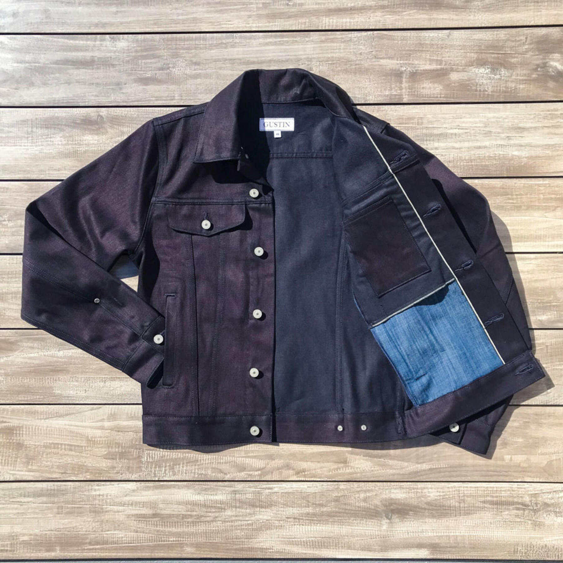 gustin cone bluexblack selvedge trucker