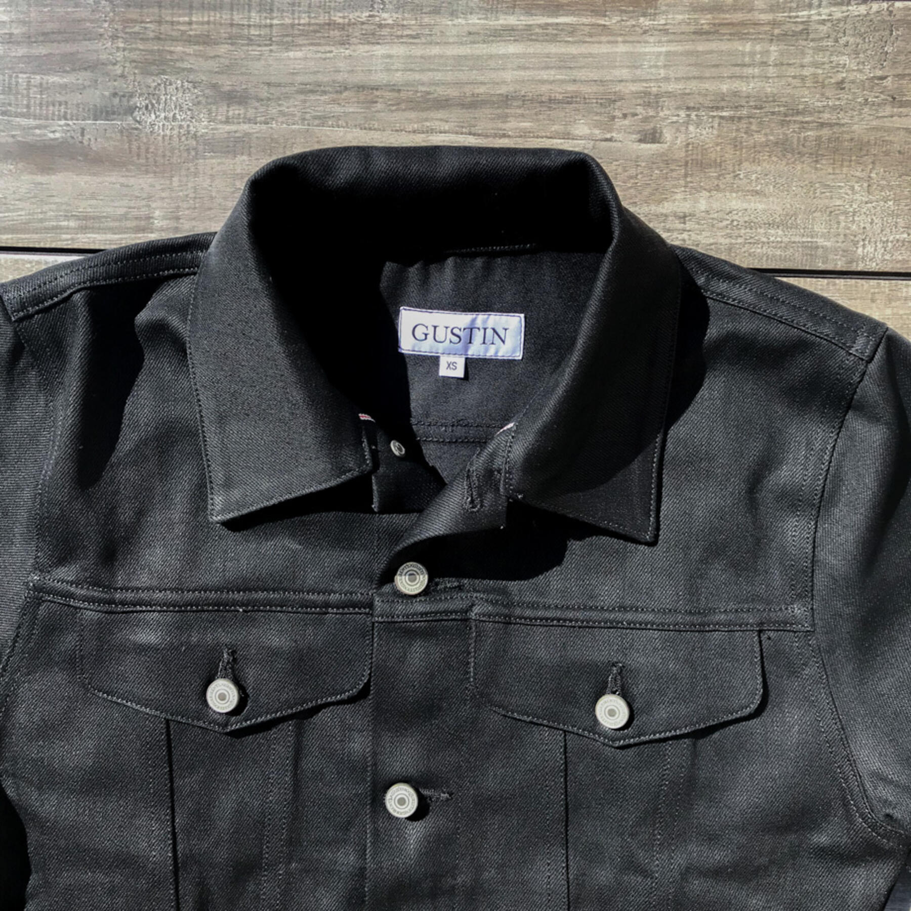 gustin blackxblack selvedge trucker