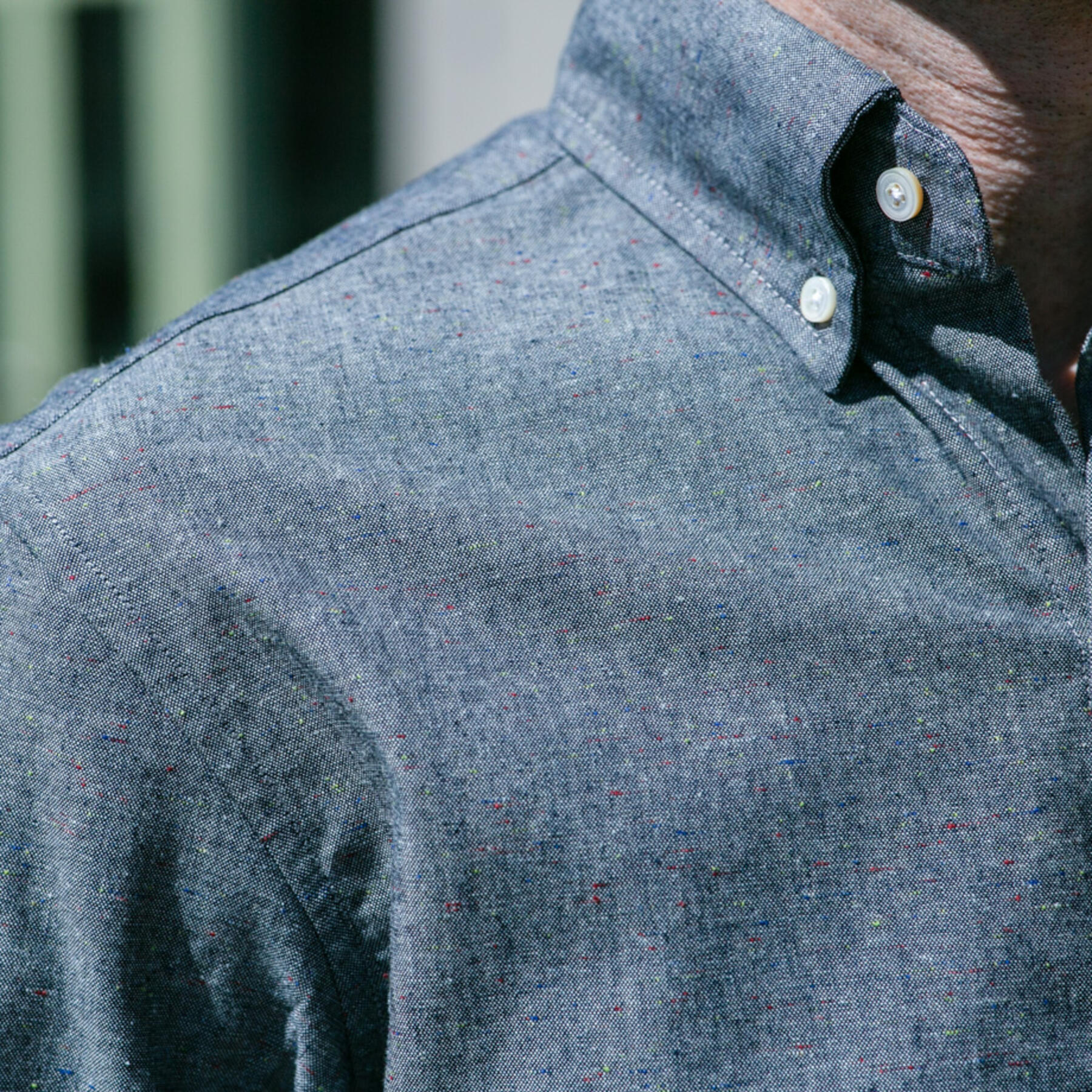 gustin #634 rainbow neps indigo chambray