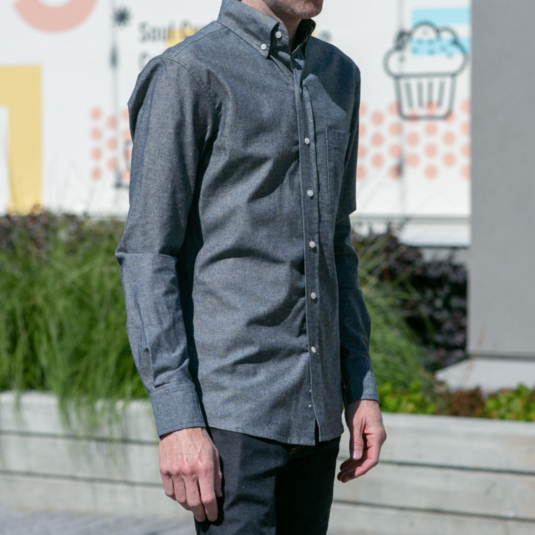 gustin #634 rainbow neps indigo chambray
