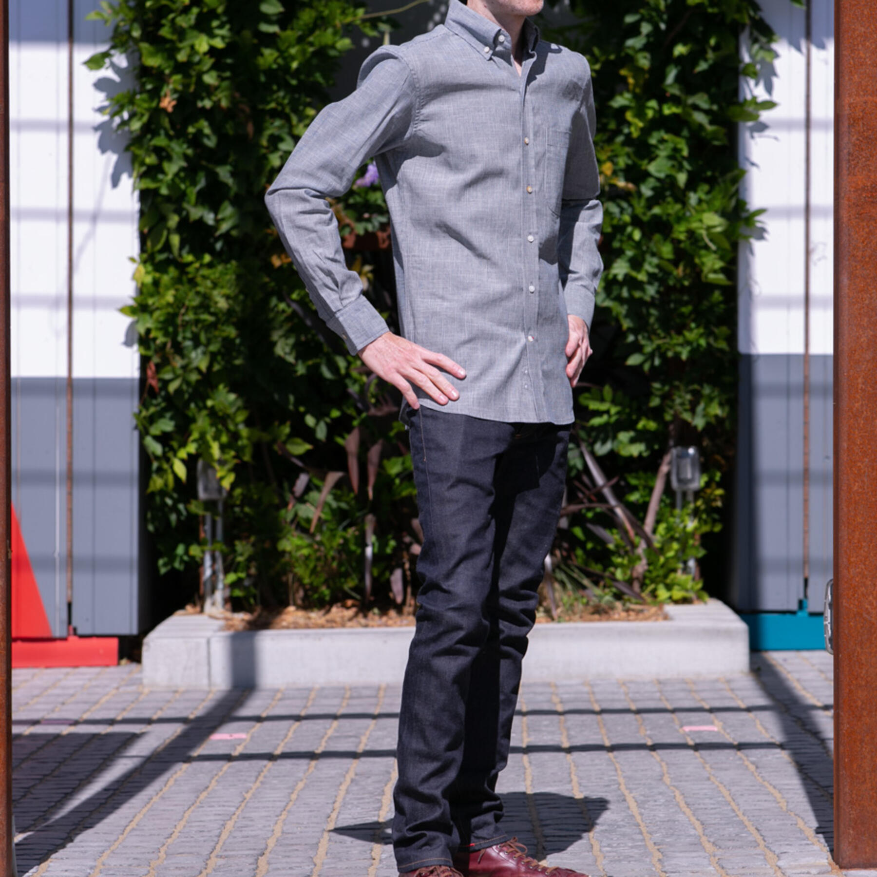 gustin #636 indigo stripe chambray