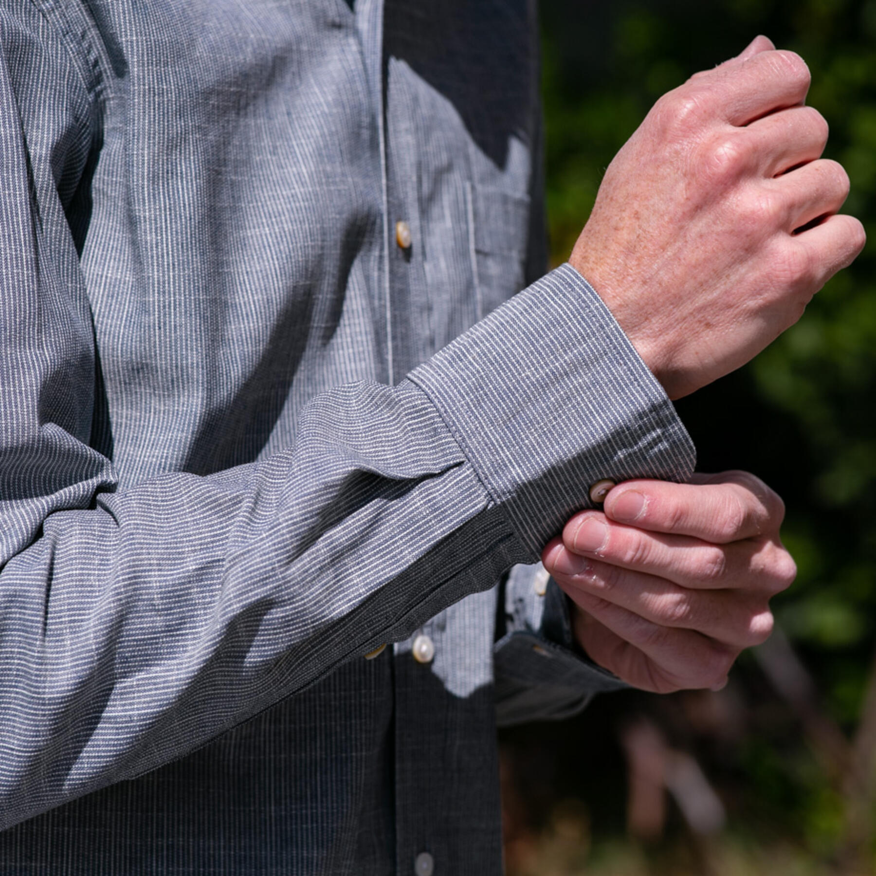 gustin #636 indigo stripe chambray
