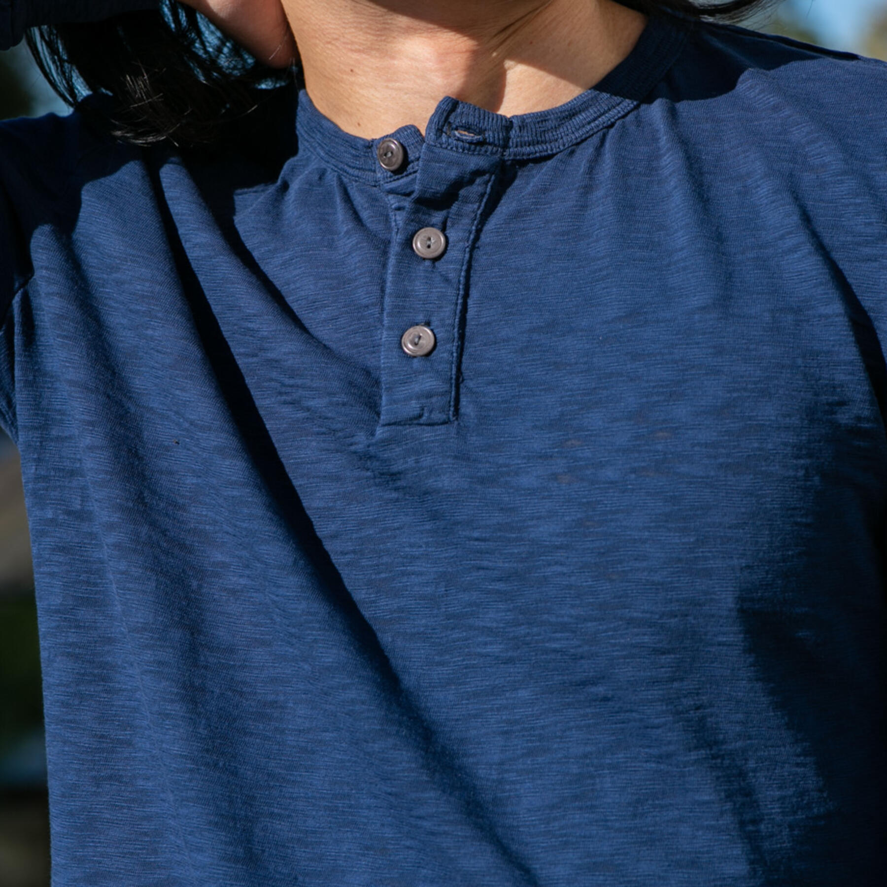 gustin big slub henley - navy