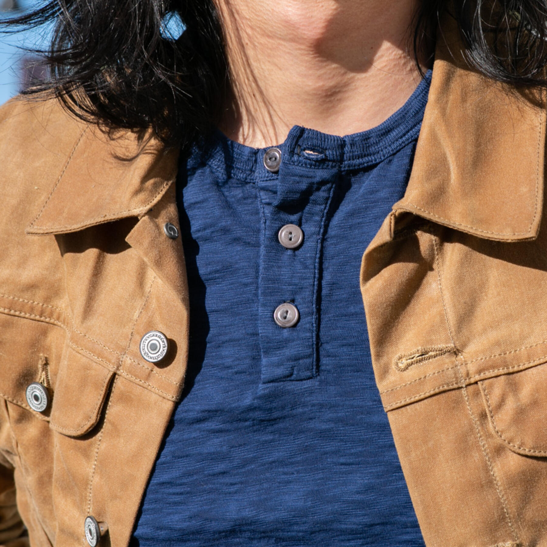 gustin big slub henley - navy