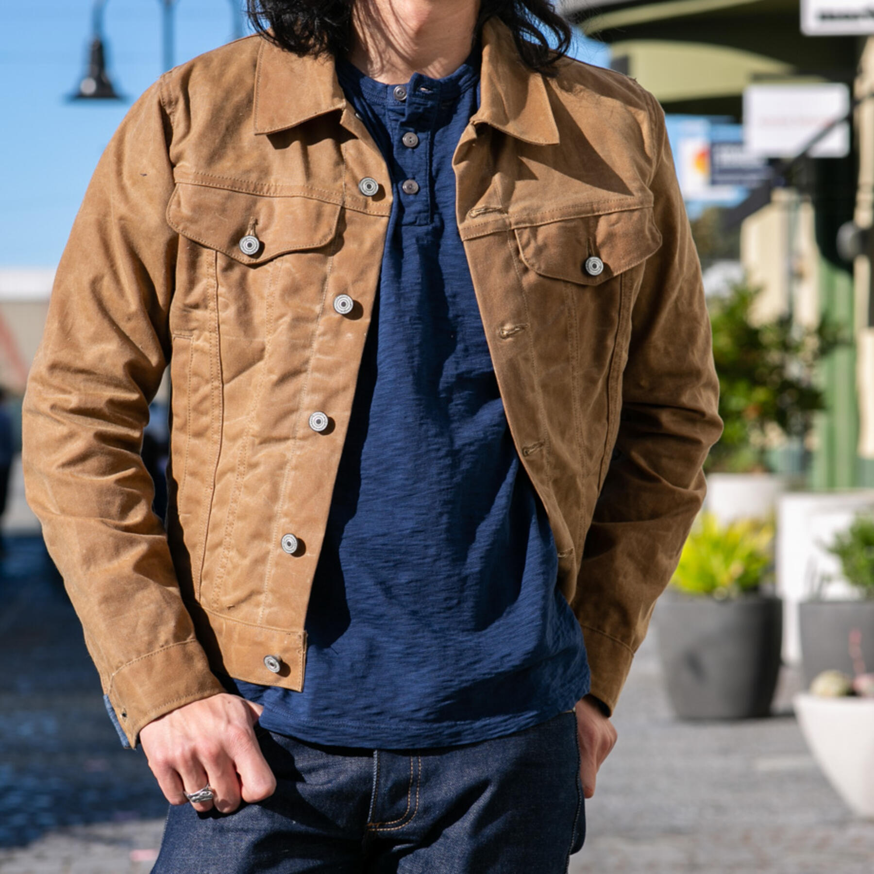 gustin big slub henley - navy
