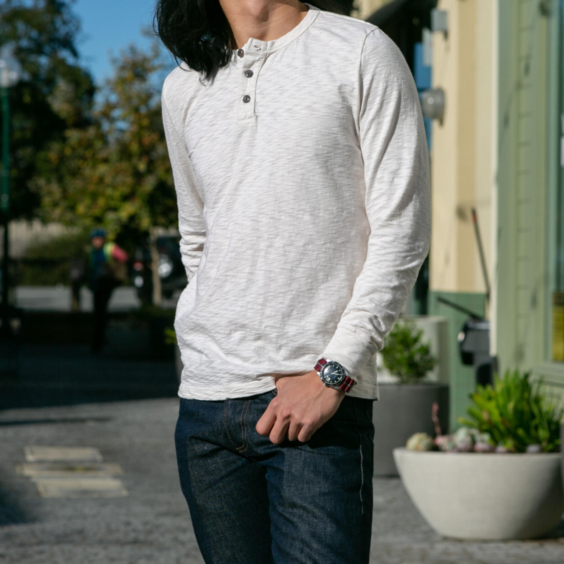 gustin big slub henley - natural