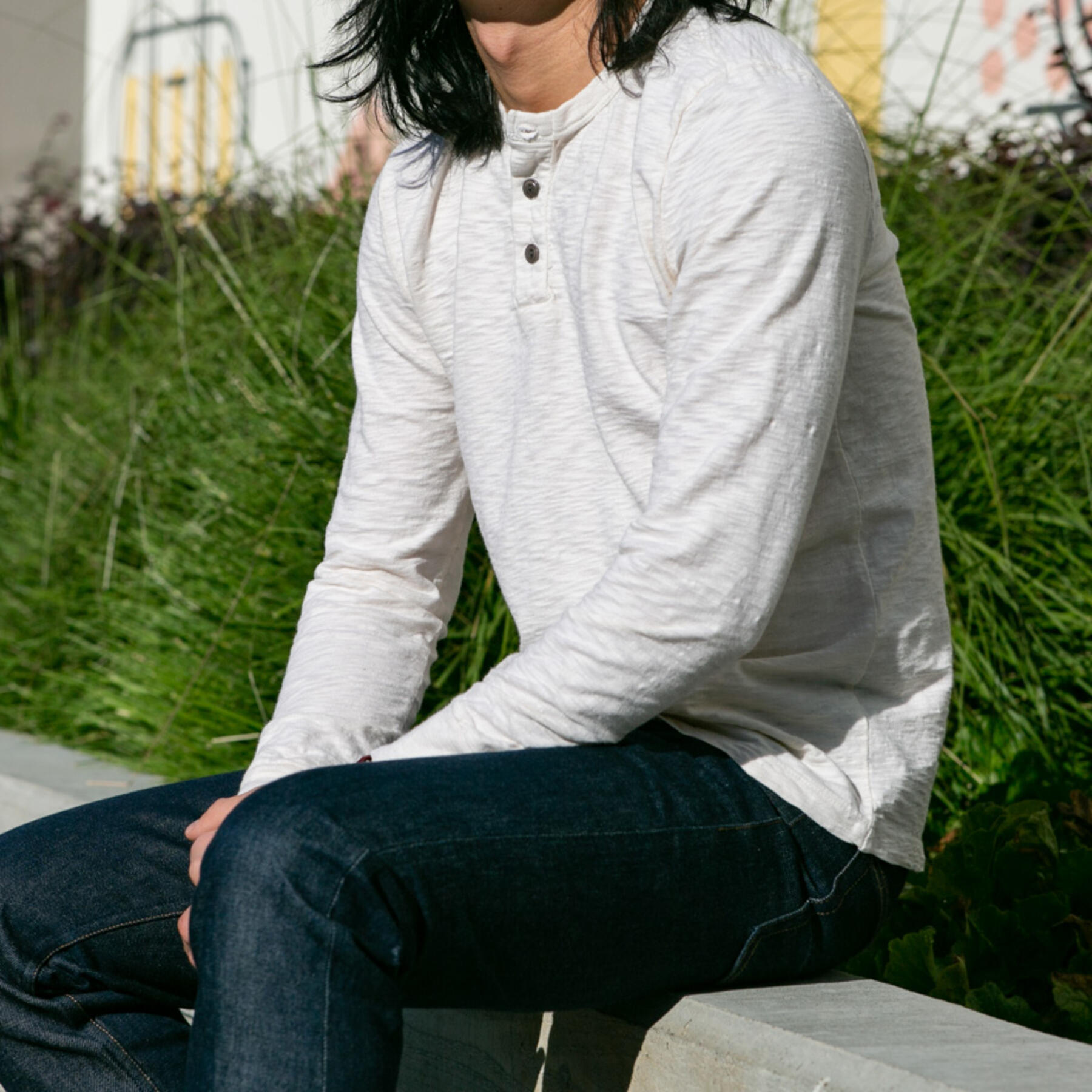 gustin big slub henley - natural