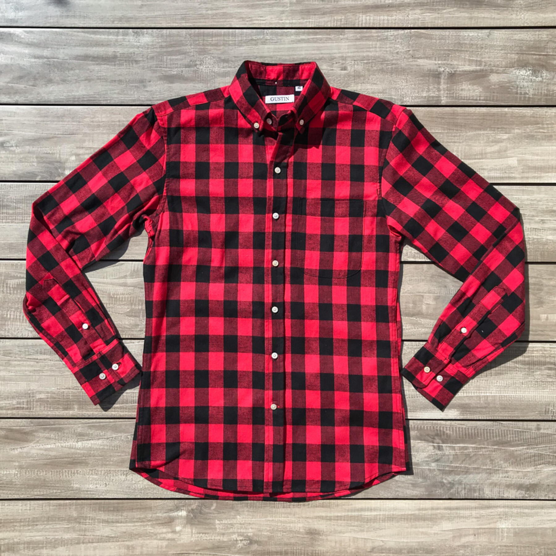 gustin #637 classic flannel - red black