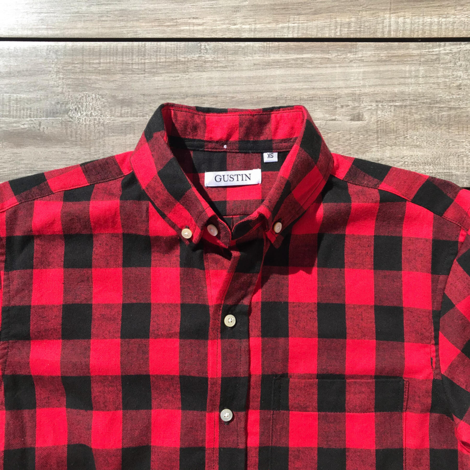 gustin #637 classic flannel - red black