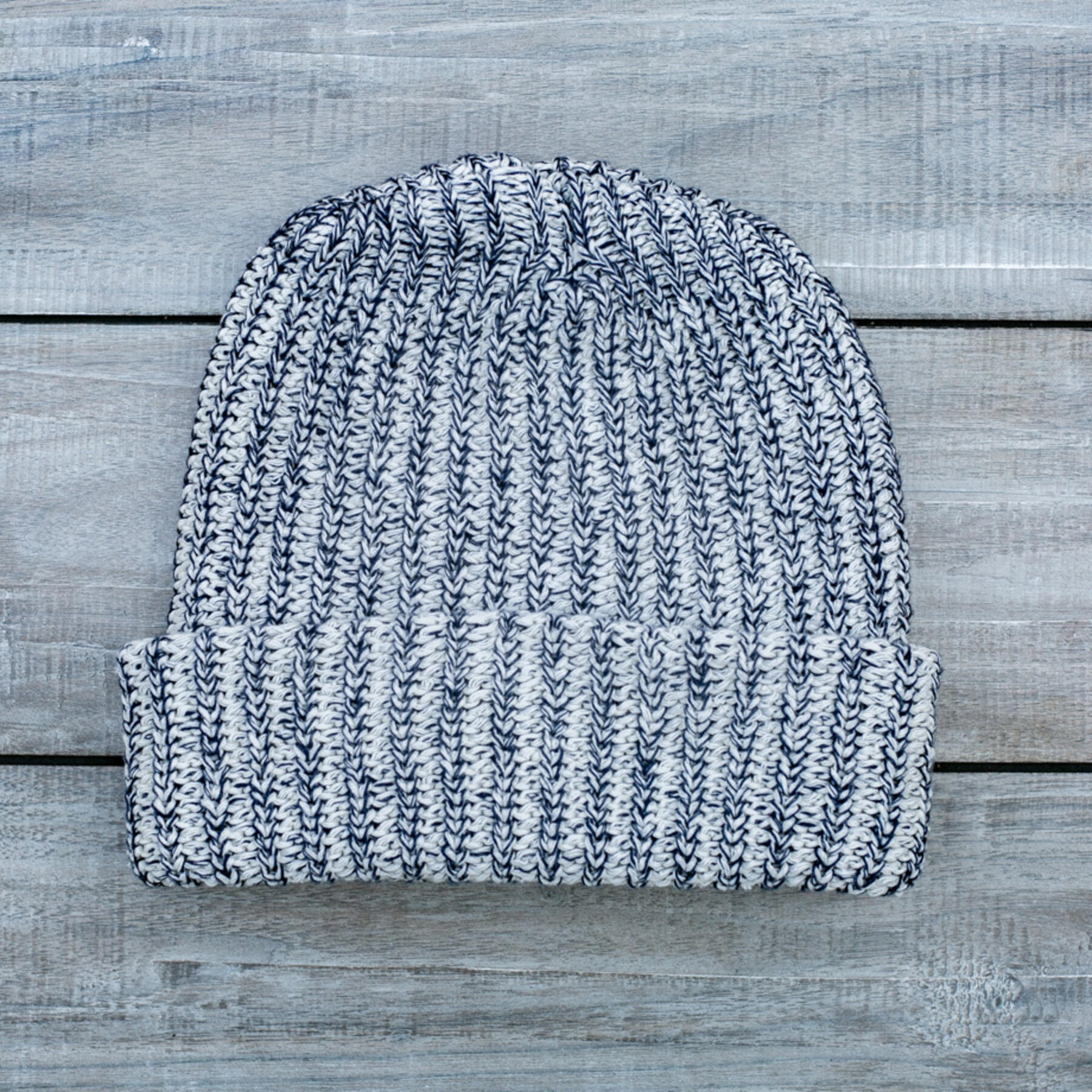 gustin american knit beanie - navyxnatural