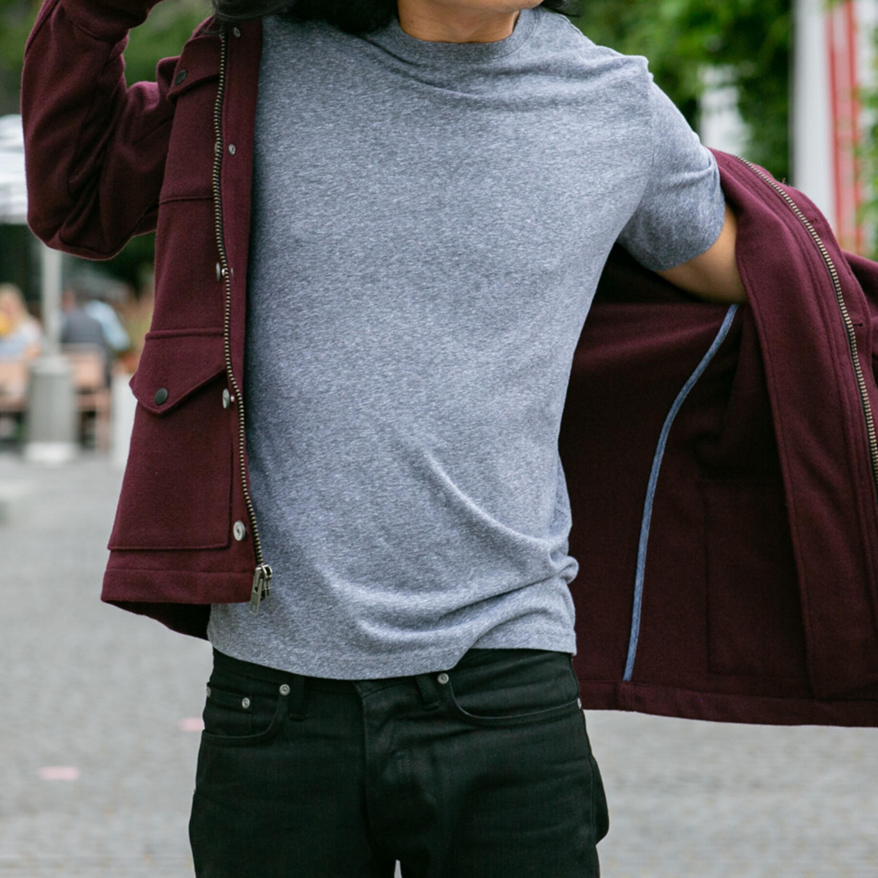 gustin burgundy wool field jacket