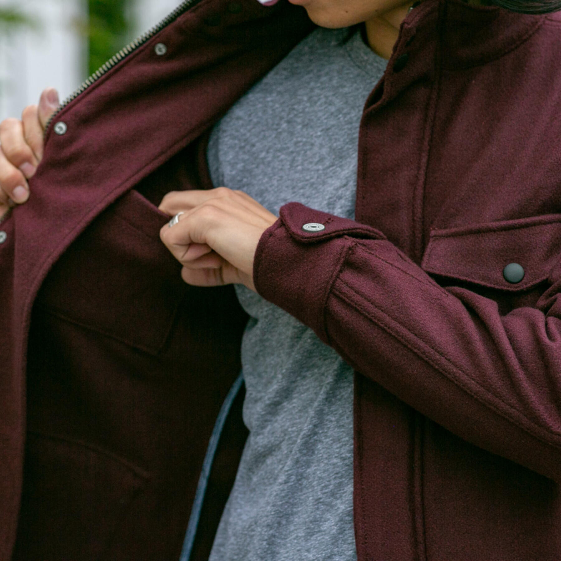 gustin burgundy wool field jacket