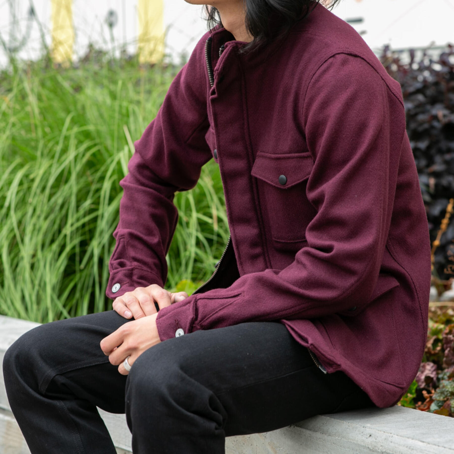 gustin burgundy wool field jacket