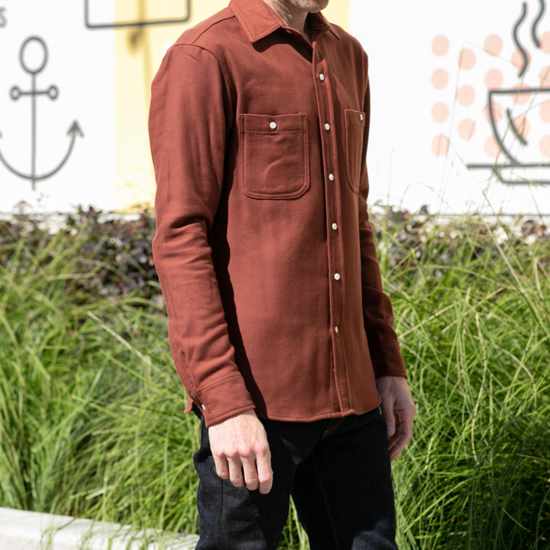 gustin #643 brushed back herringbone - burnt orange
