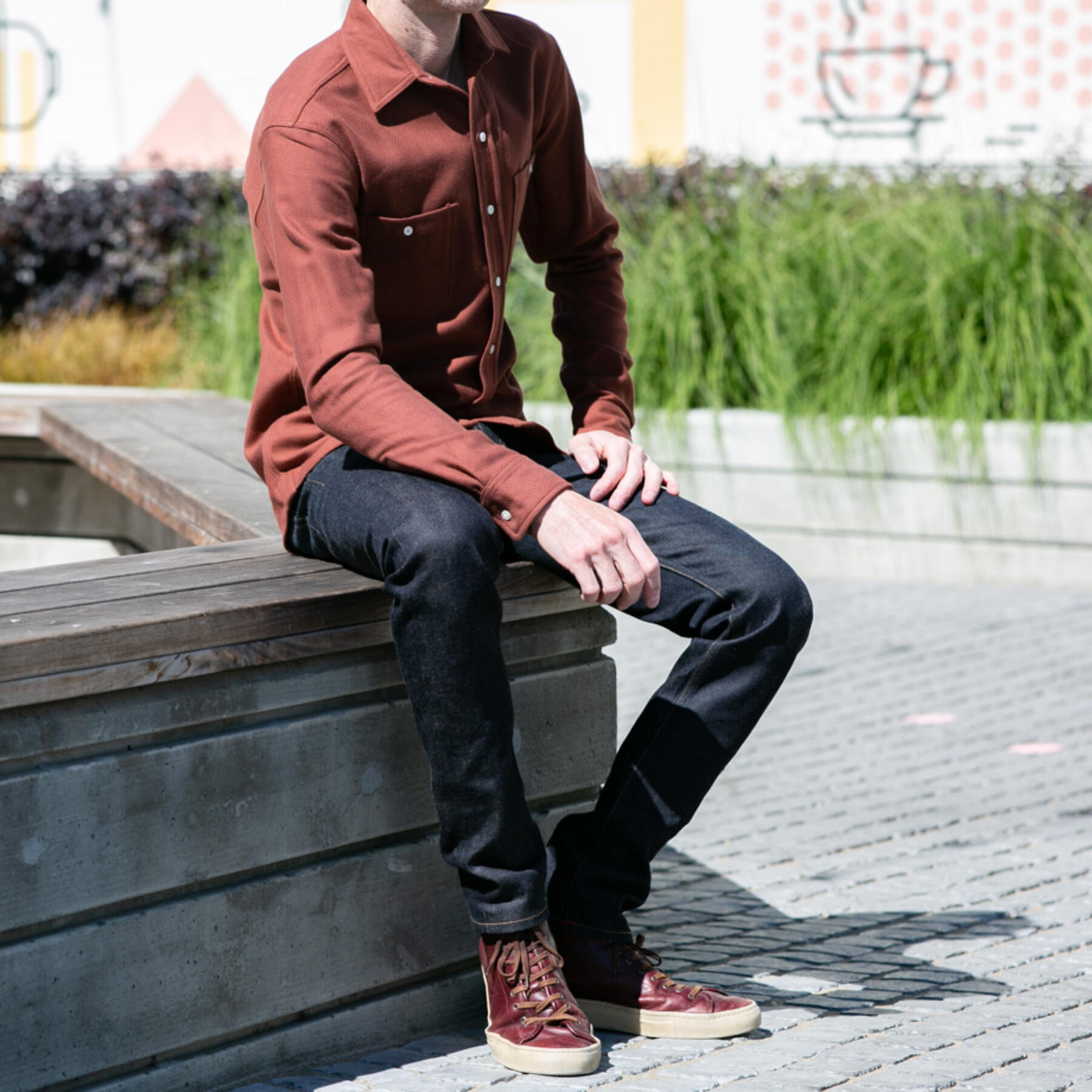 gustin #643 brushed back herringbone - burnt orange