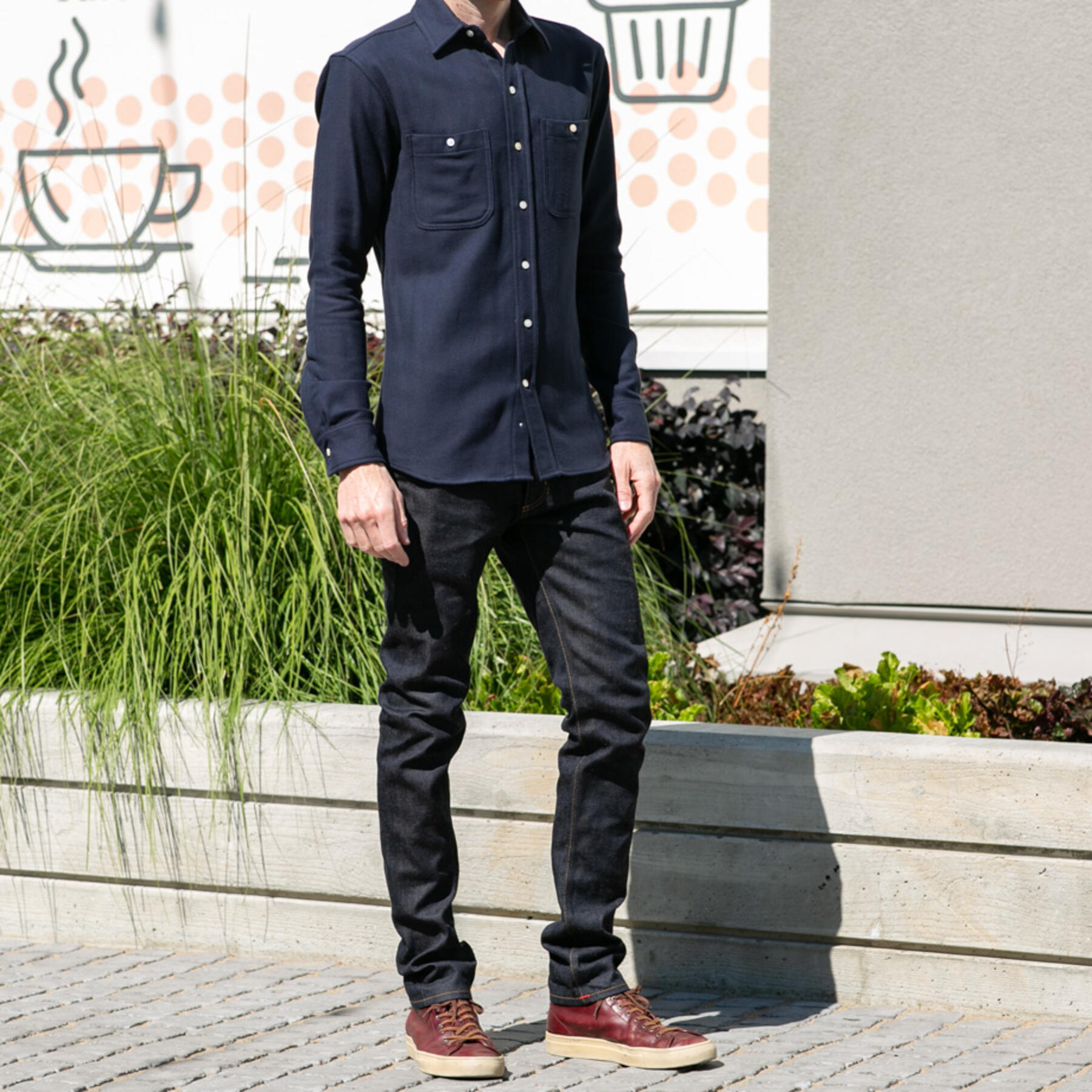 gustin #644 brushed back herringbone - navy