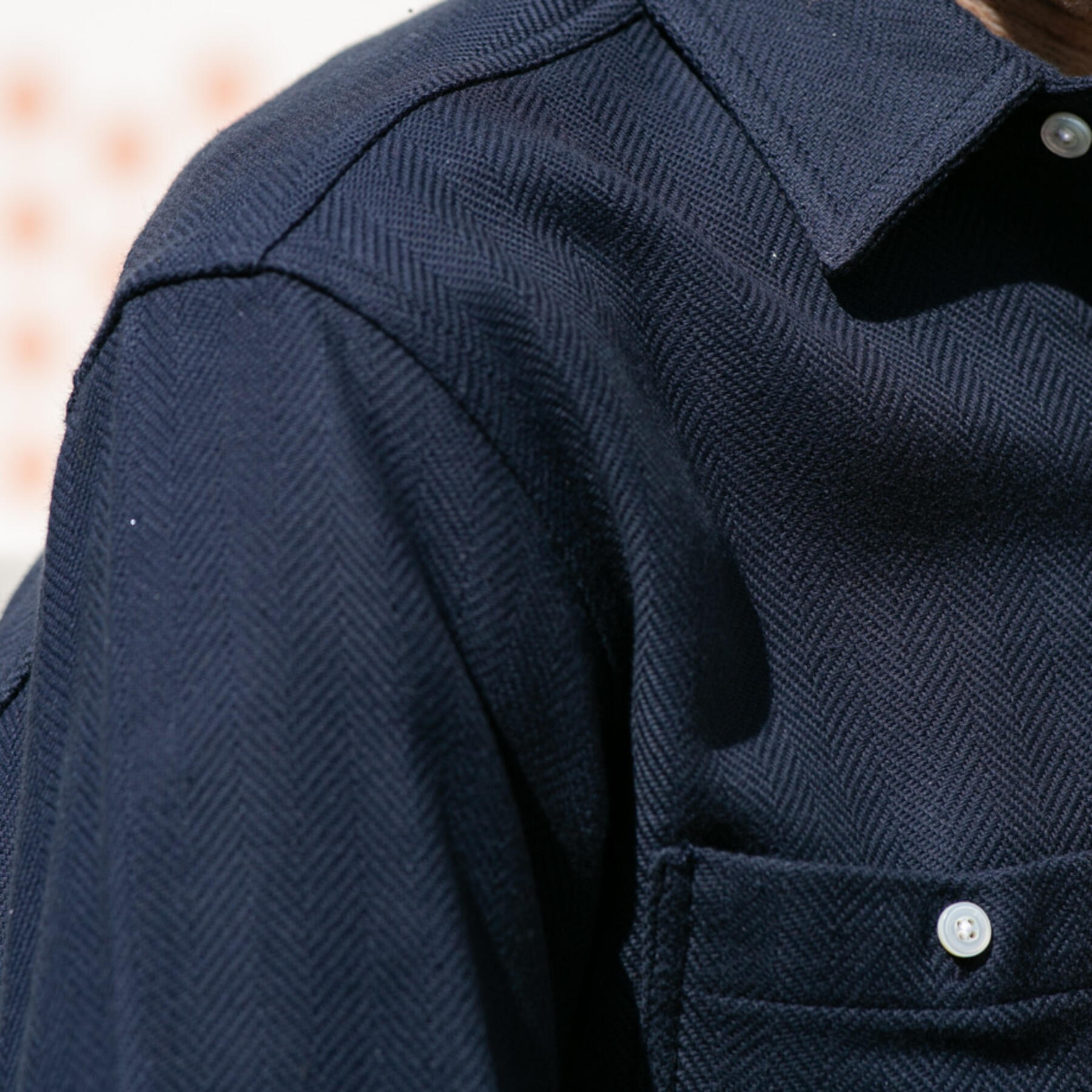 gustin #644 brushed back herringbone - navy