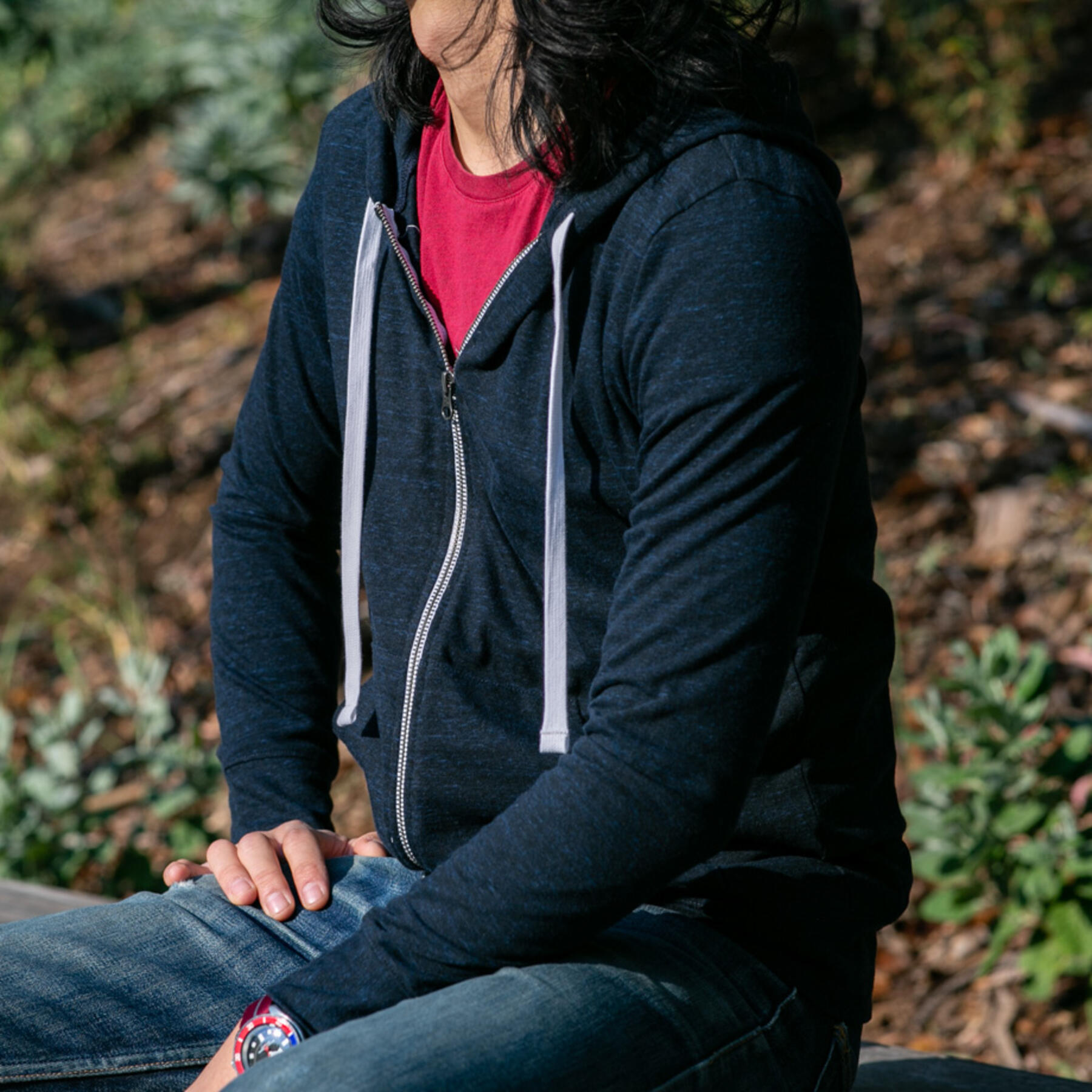 gustin superlight heather zip hoodie - navy