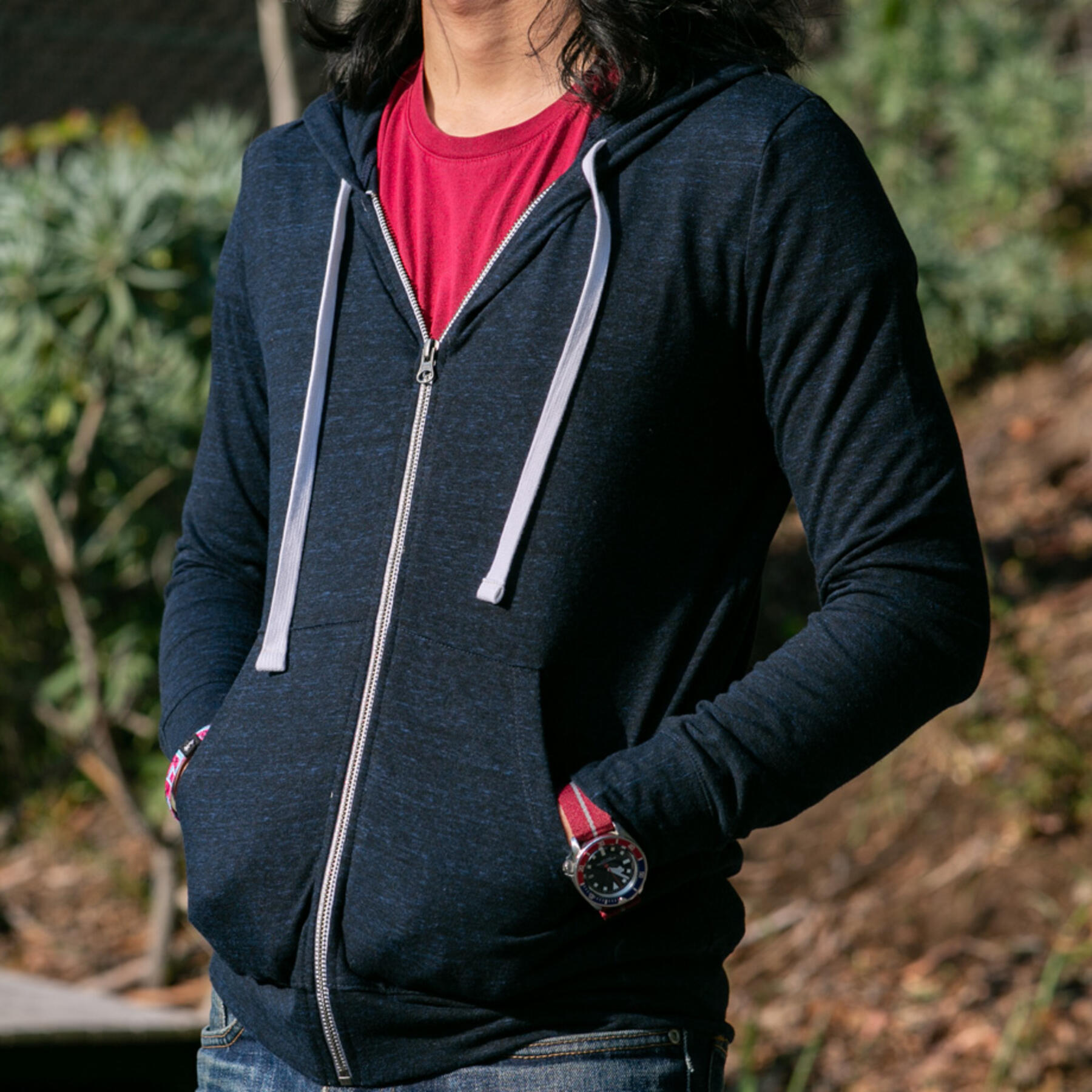 gustin superlight heather zip hoodie - navy