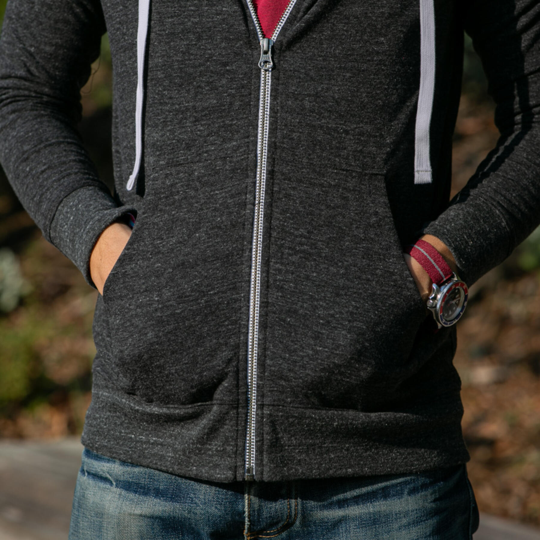 gustin superlight heather zip hoodie - charcoal