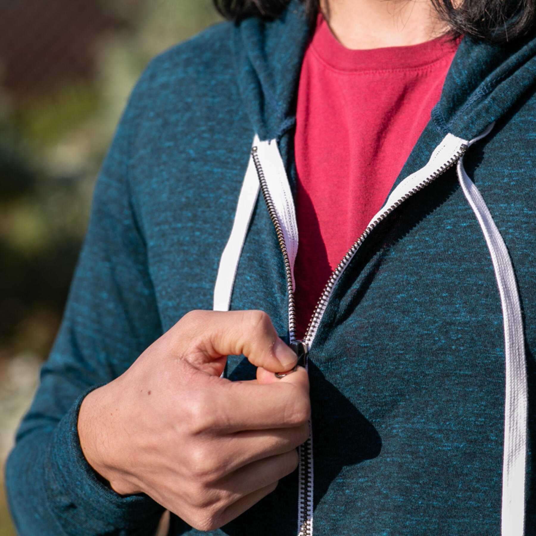 gustin superlight heather zip hoodie - sea blue