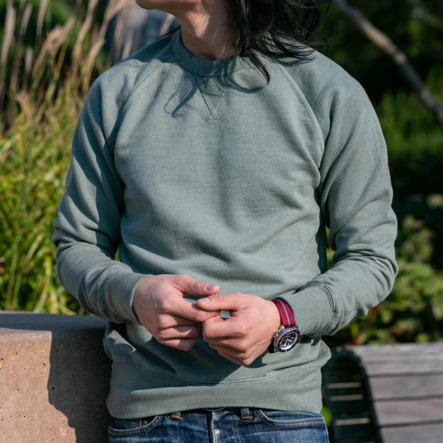 gustin usa crewneck sweatshirt - green-grey