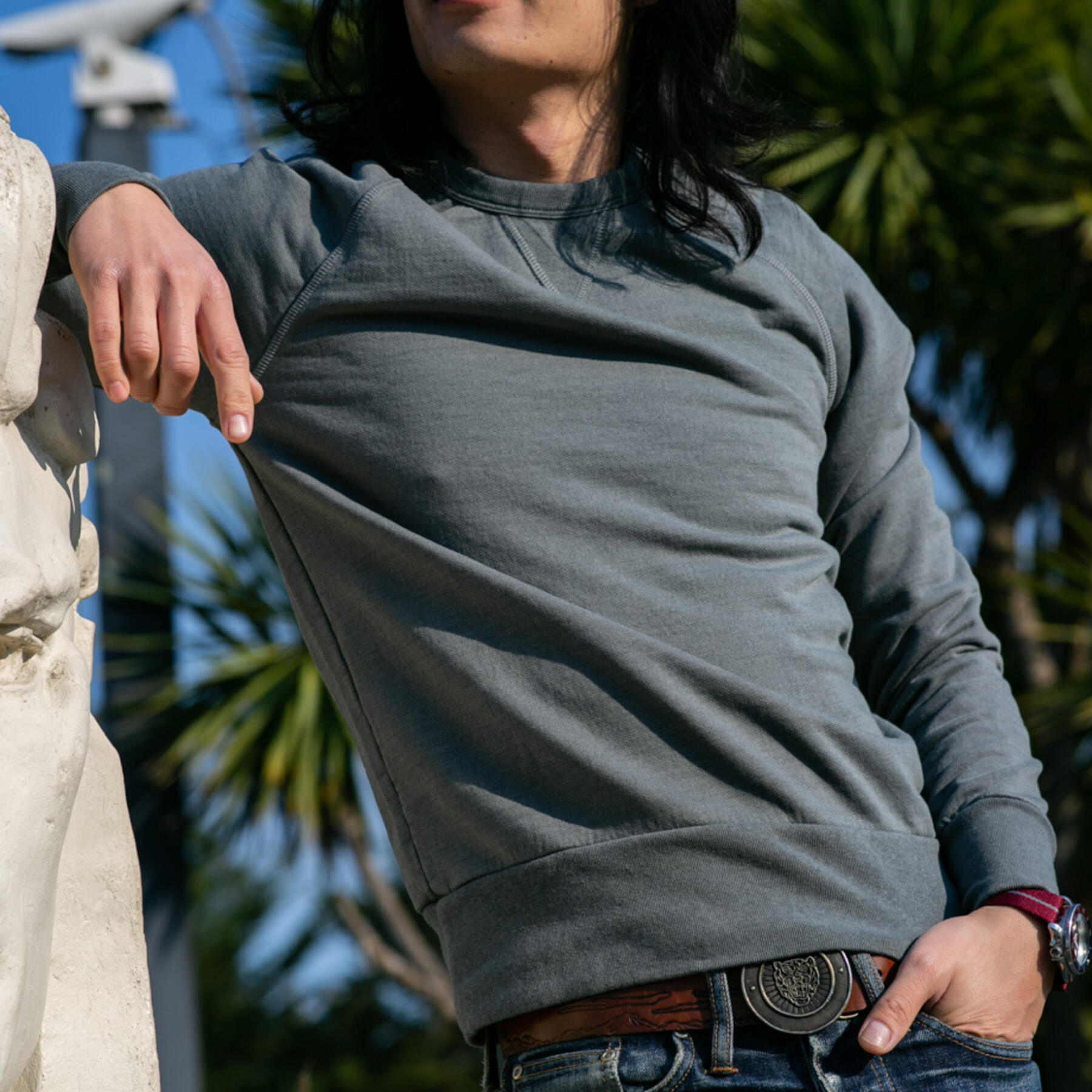gustin usa crewneck sweatshirt - stone