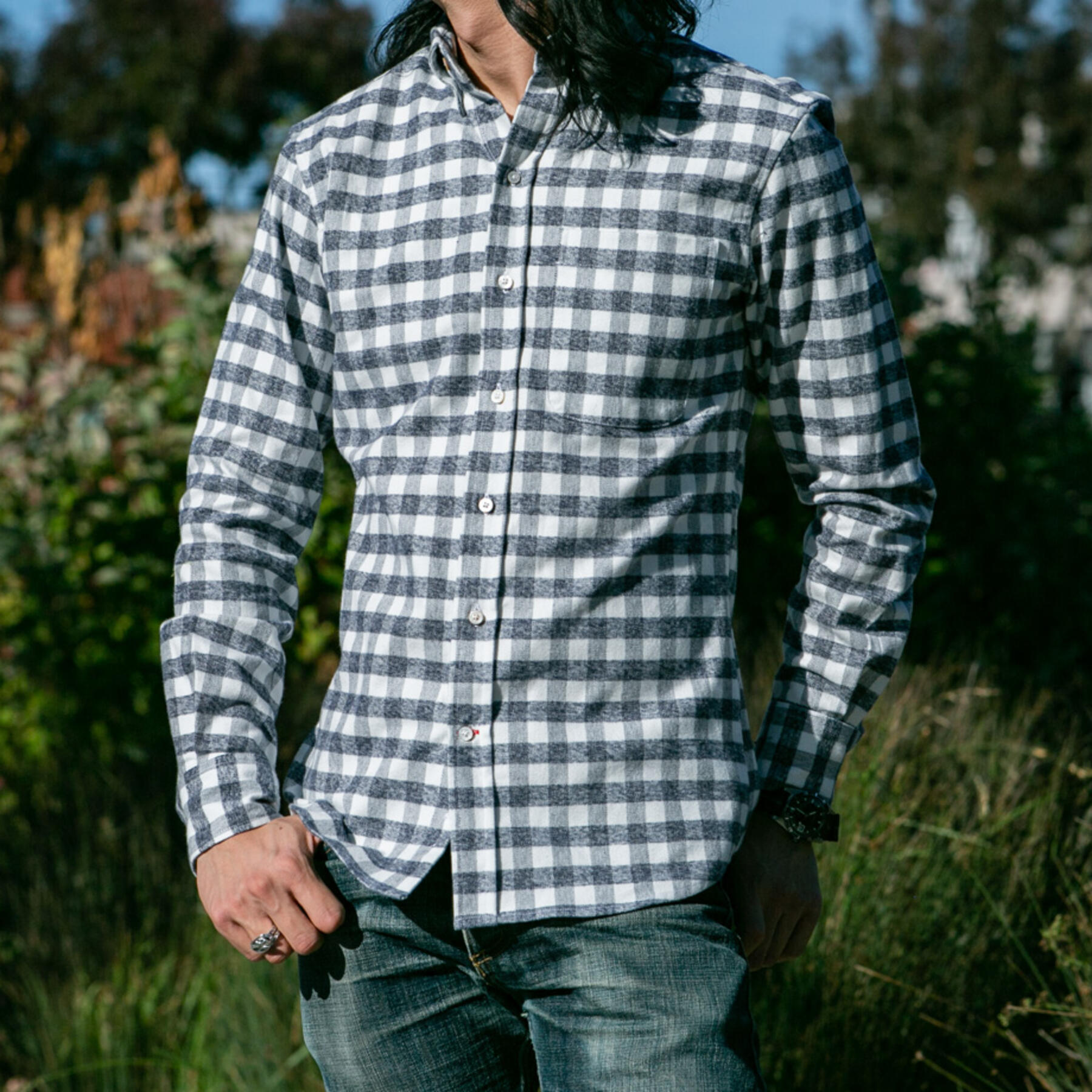 gustin #652 heather check flannel