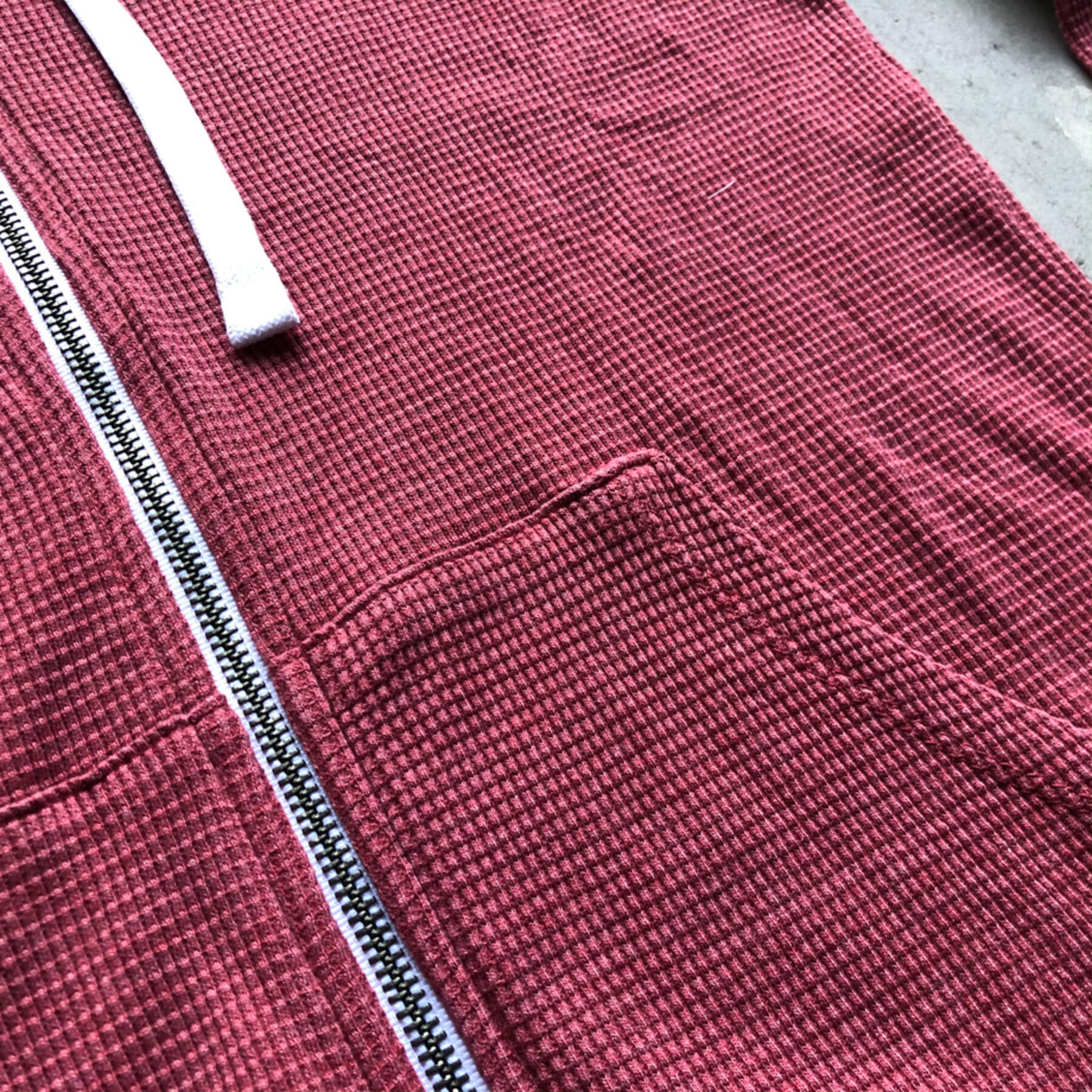 gustin waffle zip hoodie - red