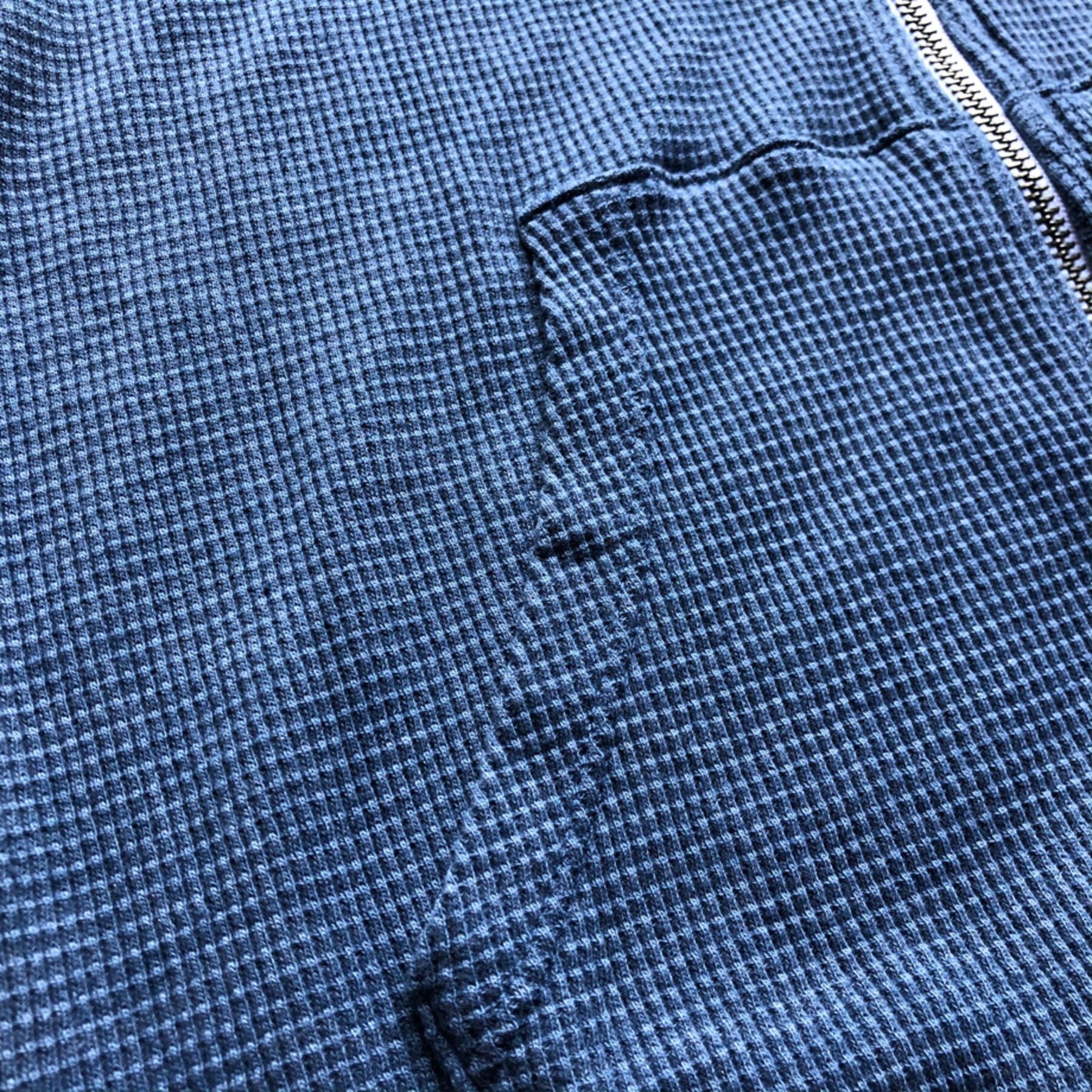 gustin waffle zip hoodie - soft blue