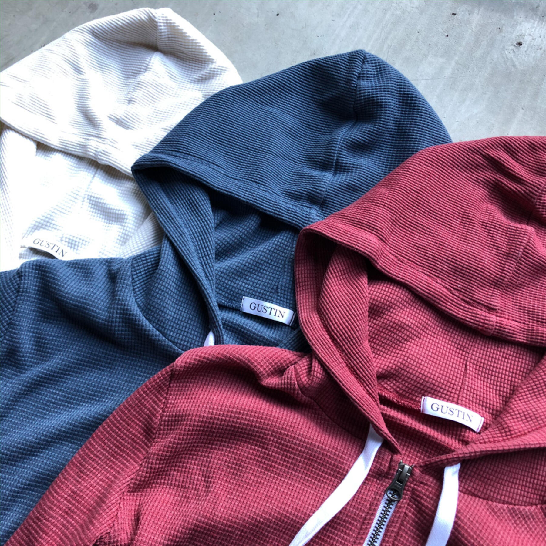 gustin waffle zip hoodie 3 pack