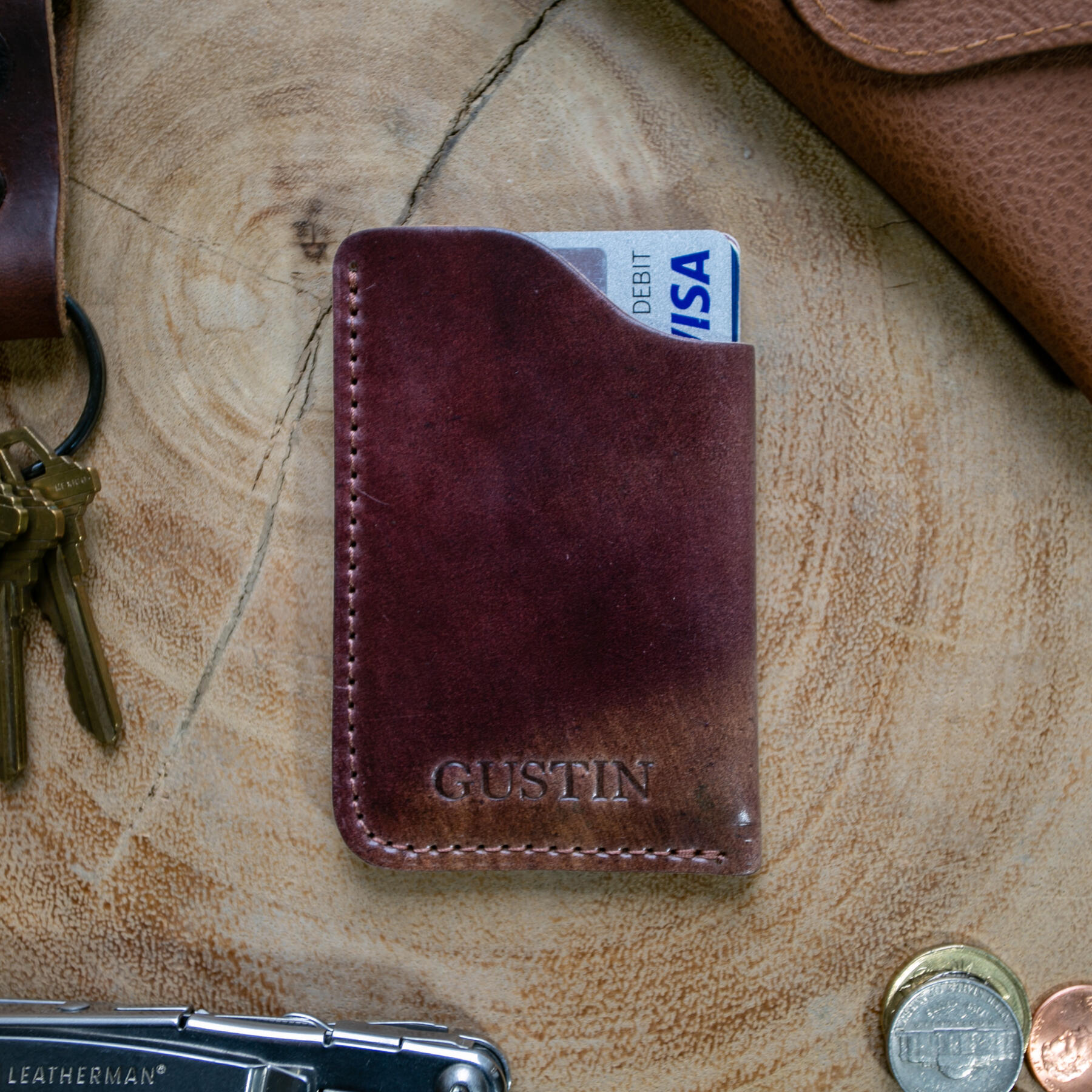 gustin horween shell cordovan corner wallet - #8 marbled