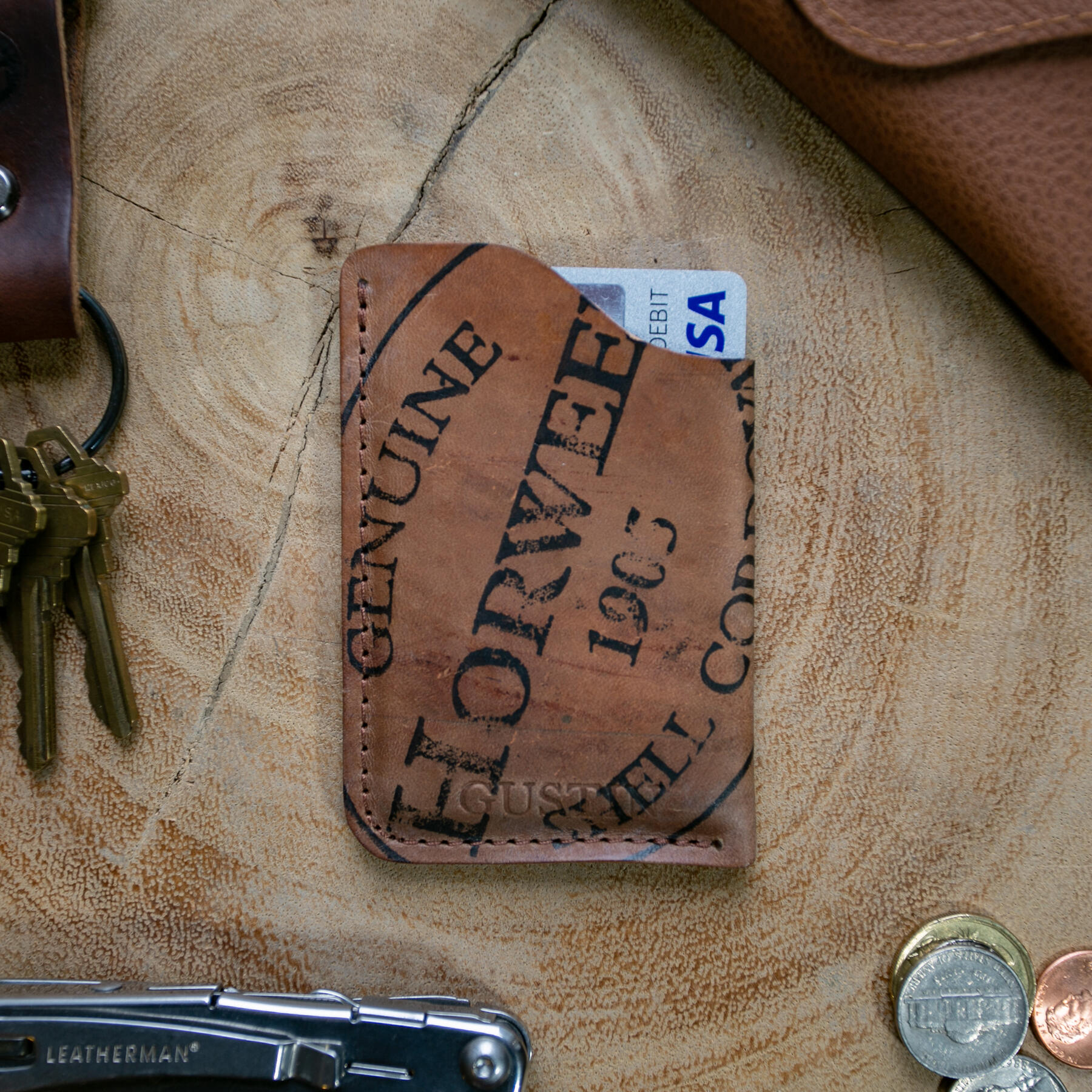 gustin horween shell cordovan corner wallet - reverse #8