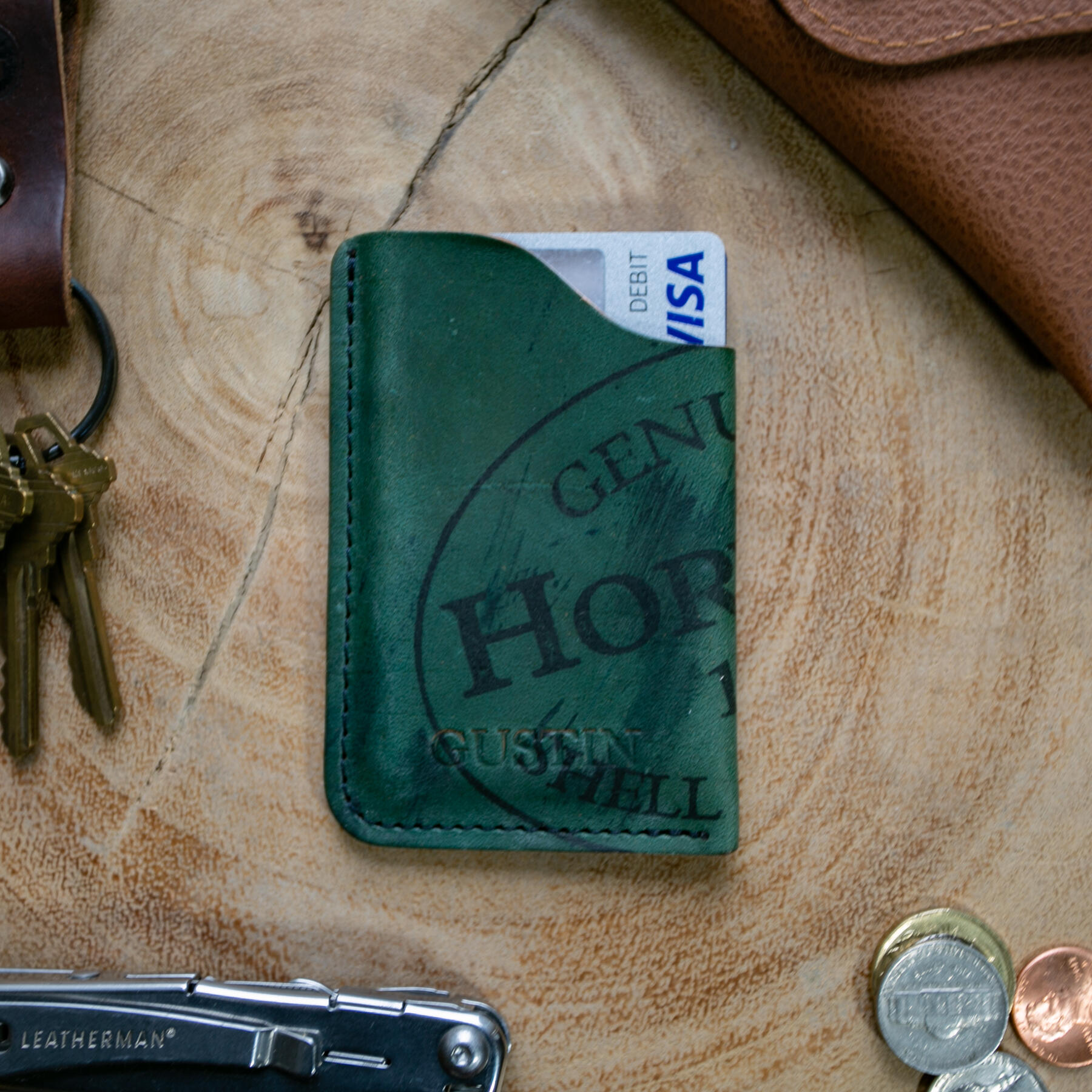 gustin horween shell cordovan corner wallet - reverse black