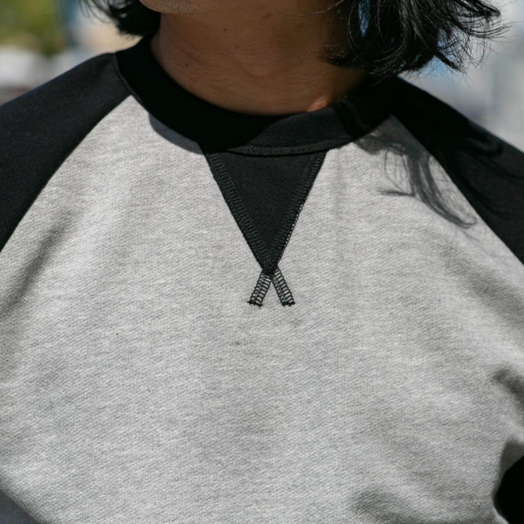 gustin contrast color sweatshirt - heather grey black