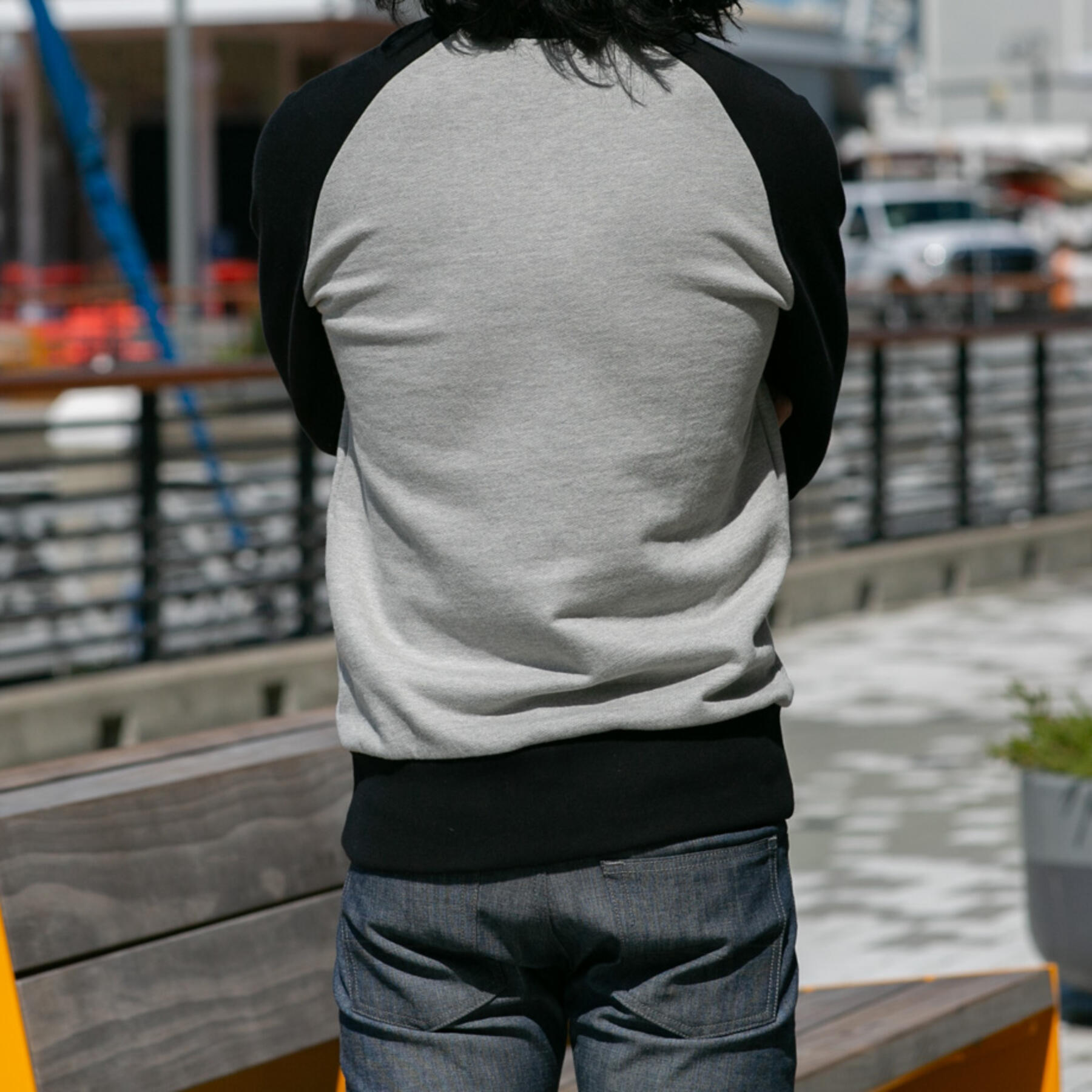 gustin contrast color sweatshirt - heather grey black