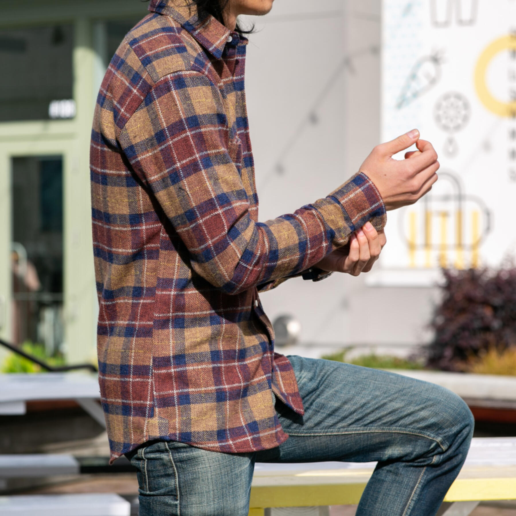 gustin #707 open weave herringbone plaid - rust