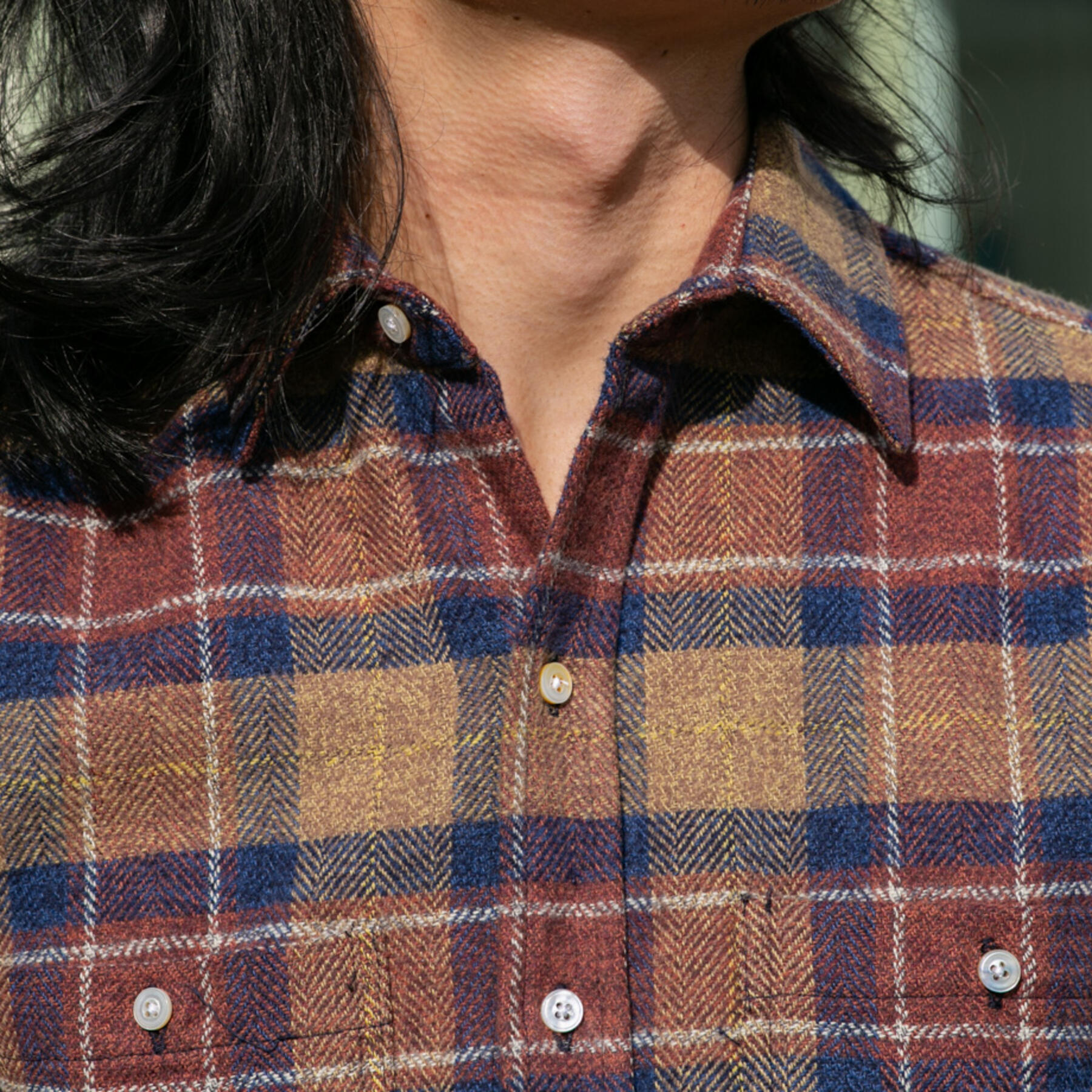 gustin #707 open weave herringbone plaid - rust