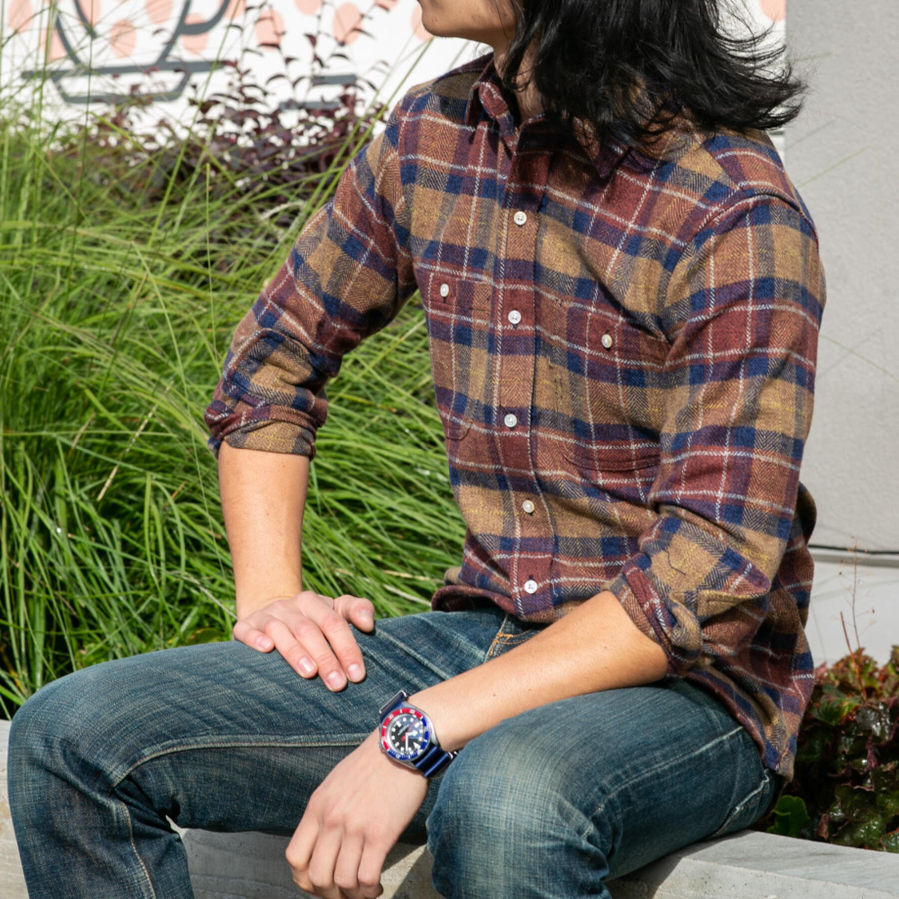 gustin #707 open weave herringbone plaid - rust