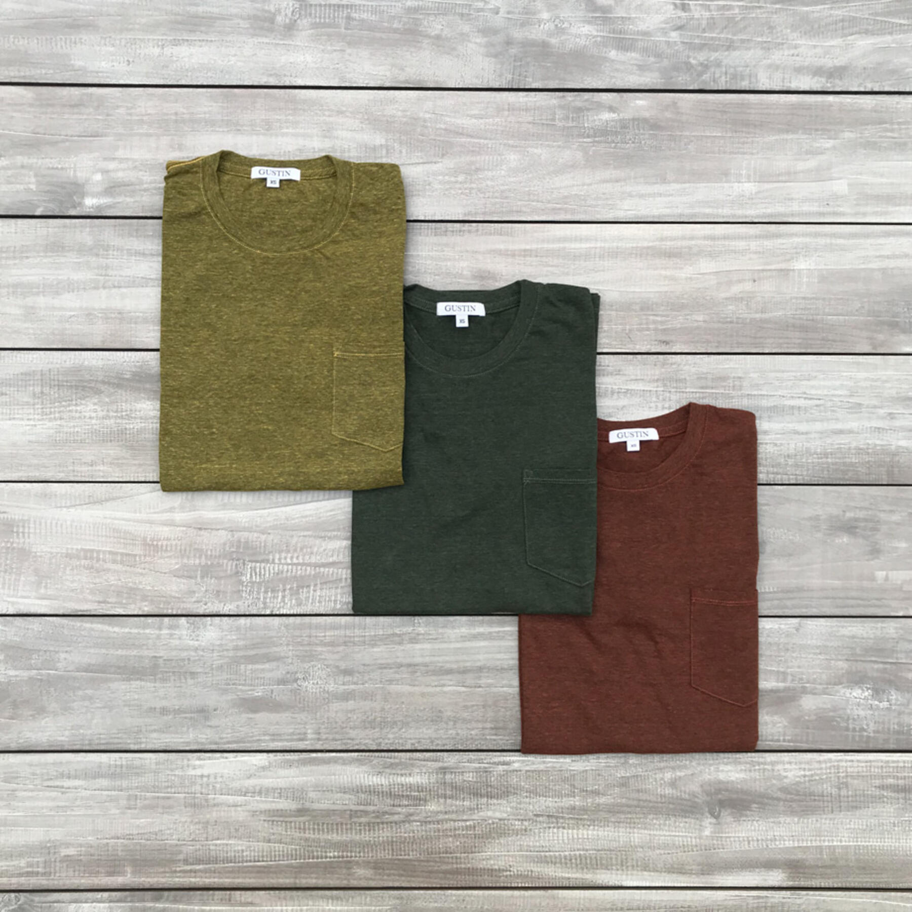 gustin heather pocket t-shirt 3pk - forest collection