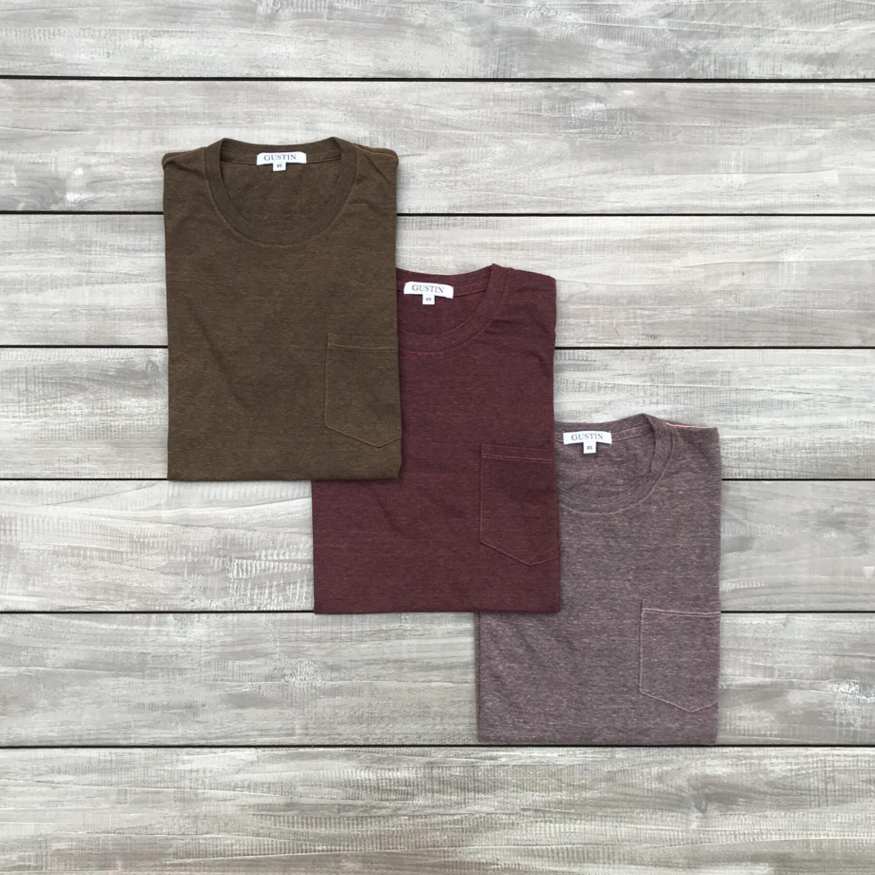 gustin heather pocket t-shirt 3pk - rust collection