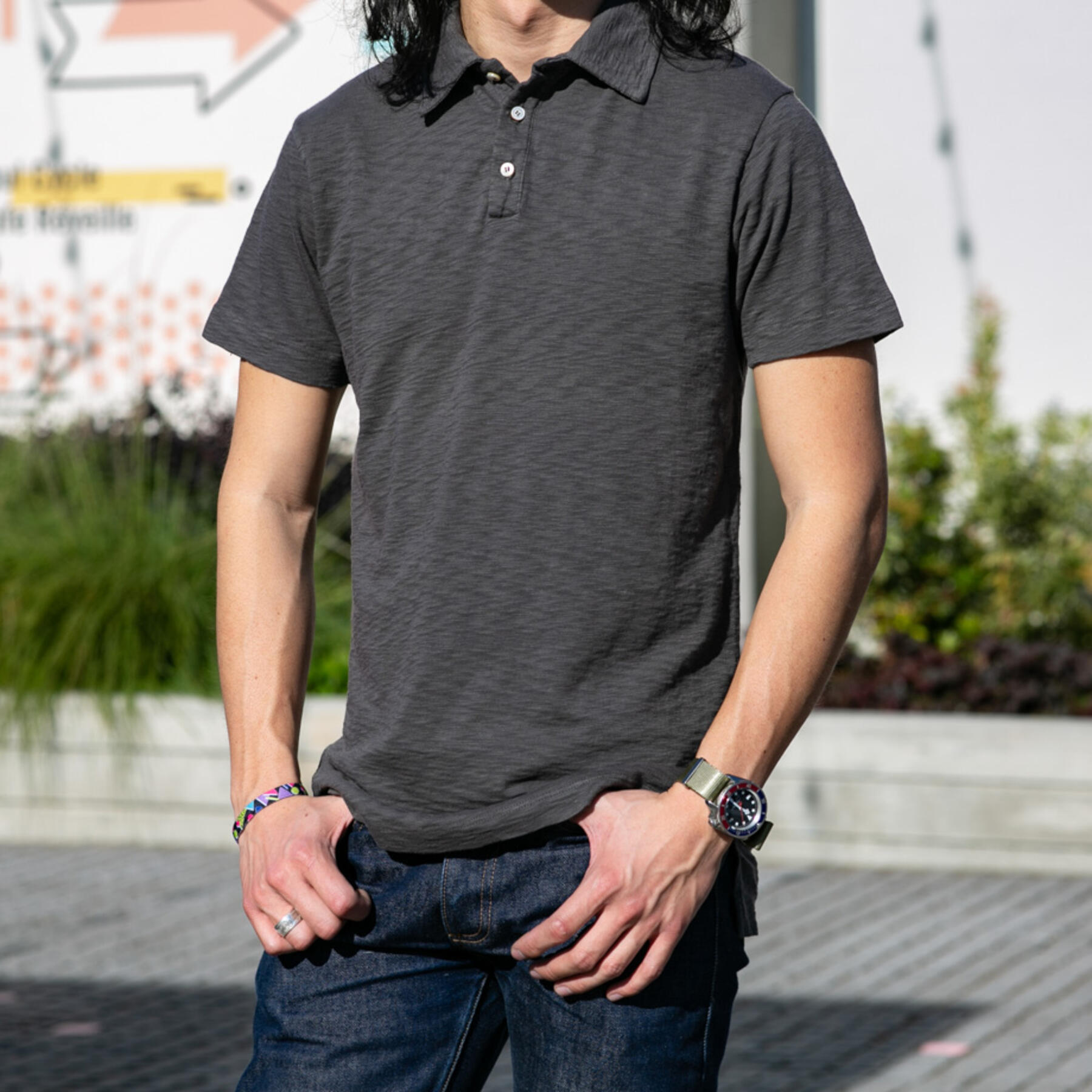 gustin american slub polo - graphite