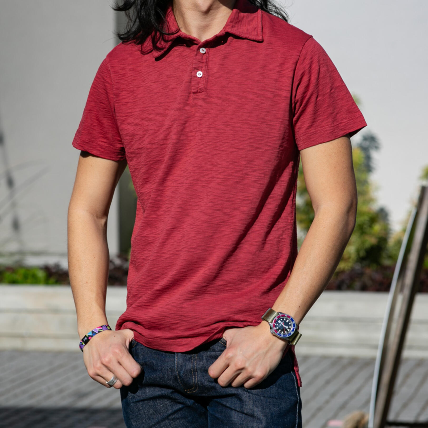 gustin american slub polo - red