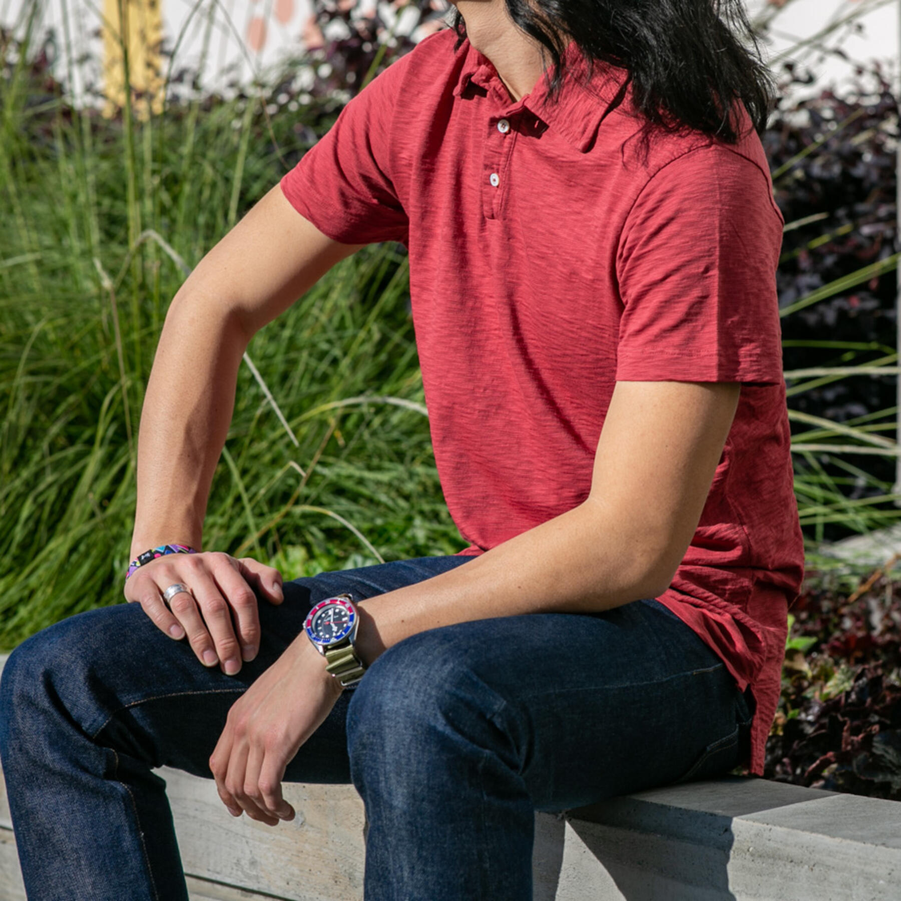 gustin american slub polo - red