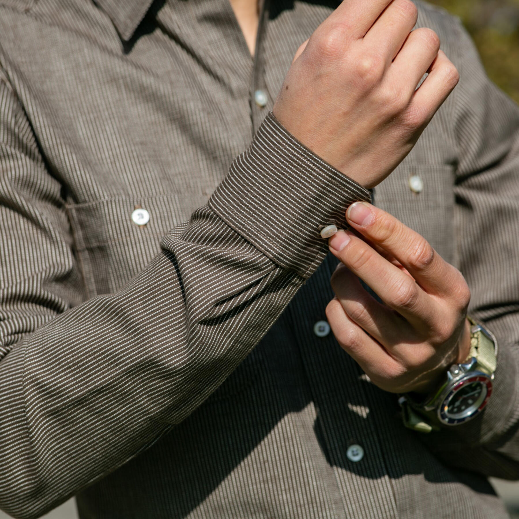 gustin #710 brownxwhite superheavy ticking stripe