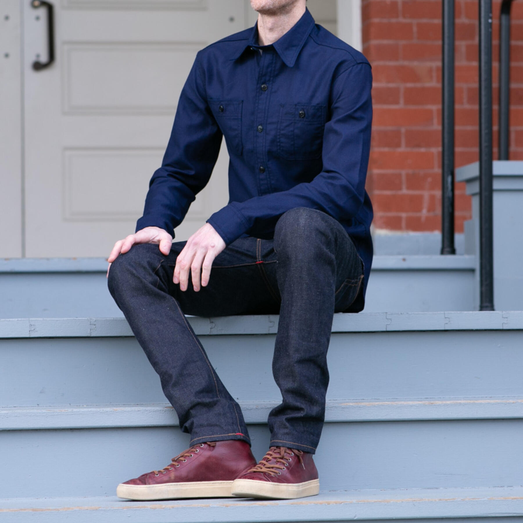 gustin #42 indigo doby workshirt